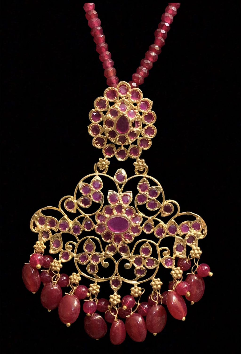 PS478 Devika Ruby hyderabadi pendant set ( READY TO SHIP)