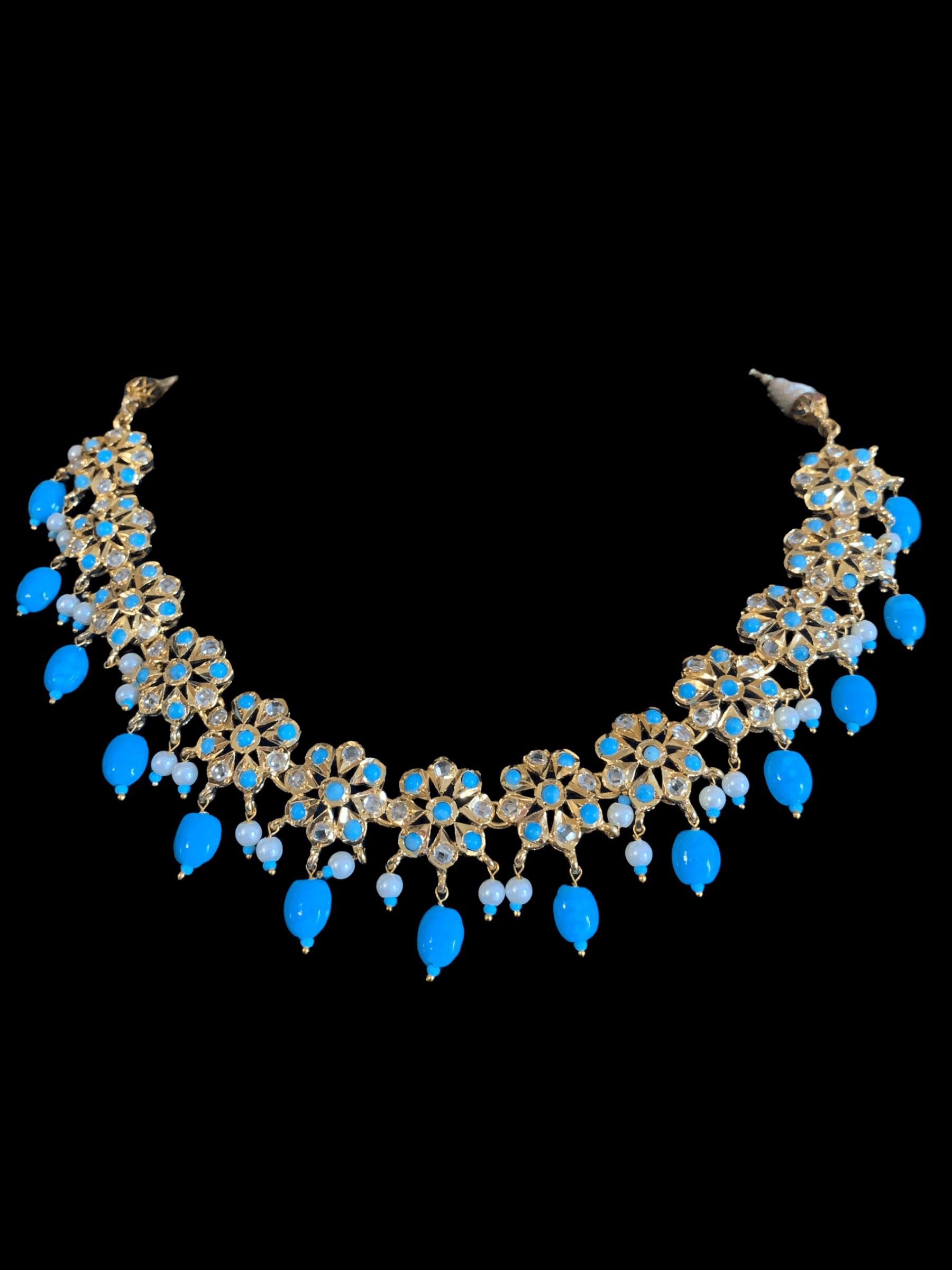 NS191 Malavika necklace set in turquoise ( SHIPS IN 4 WEEKS )