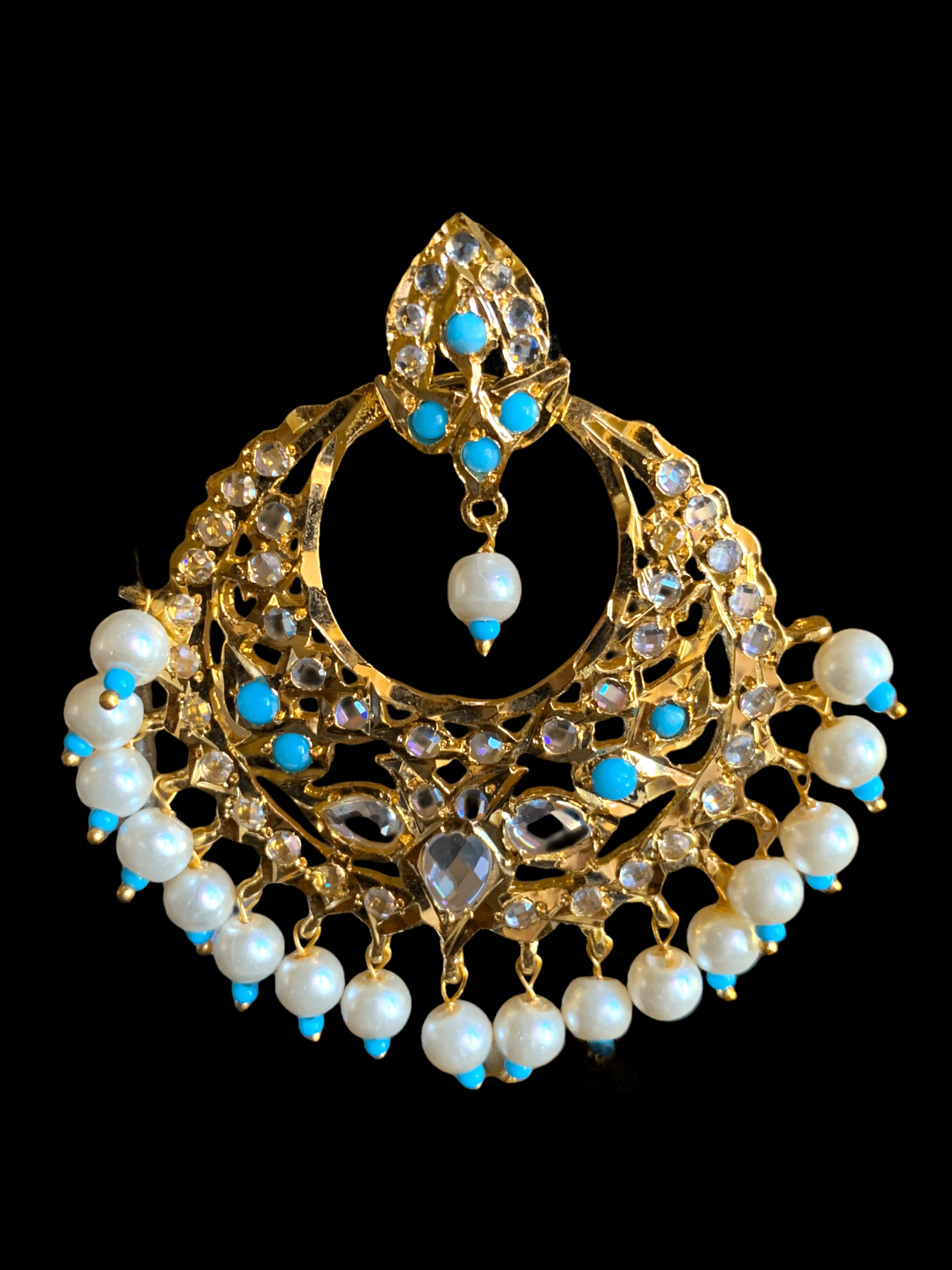 DER278  Noor chandbali in feroza   (SHIPS IN 3 WEEKS )