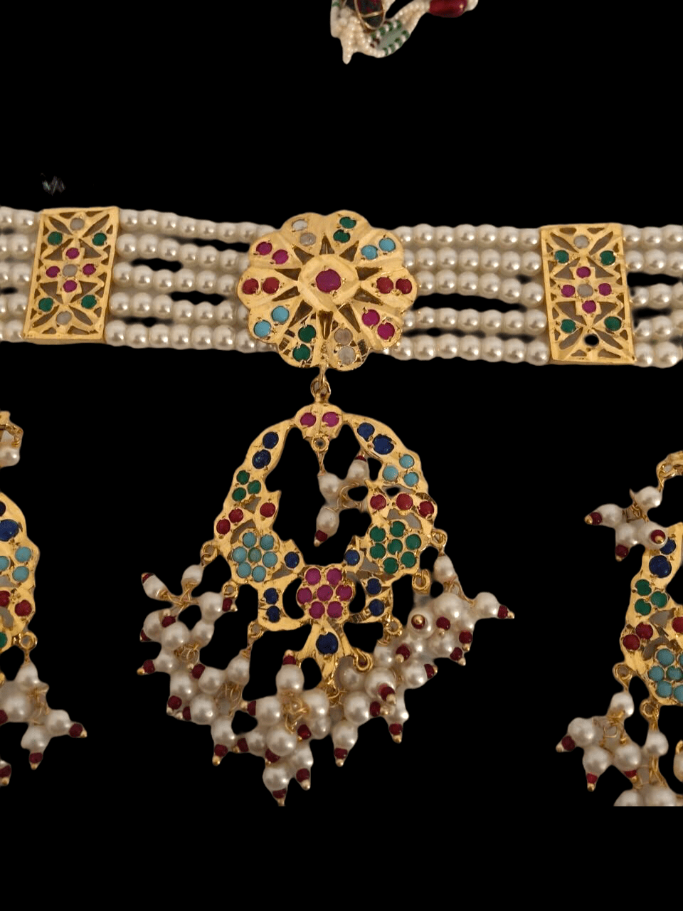 C100 Madhuri navratan choker set  ( READY TO SHIP )