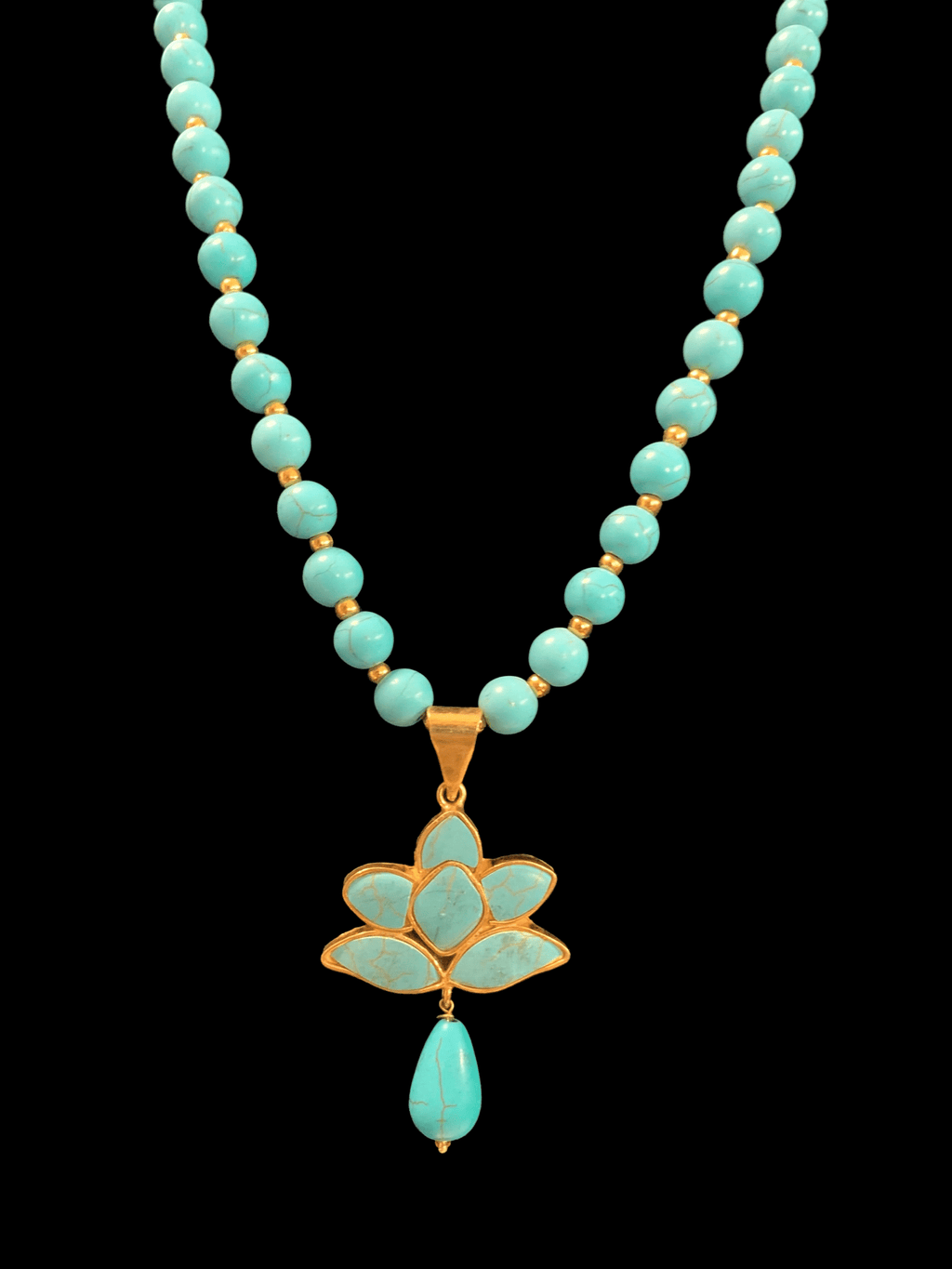 PS443 turquoise / feroza gold plated pendant set ( READY TO SHIP)