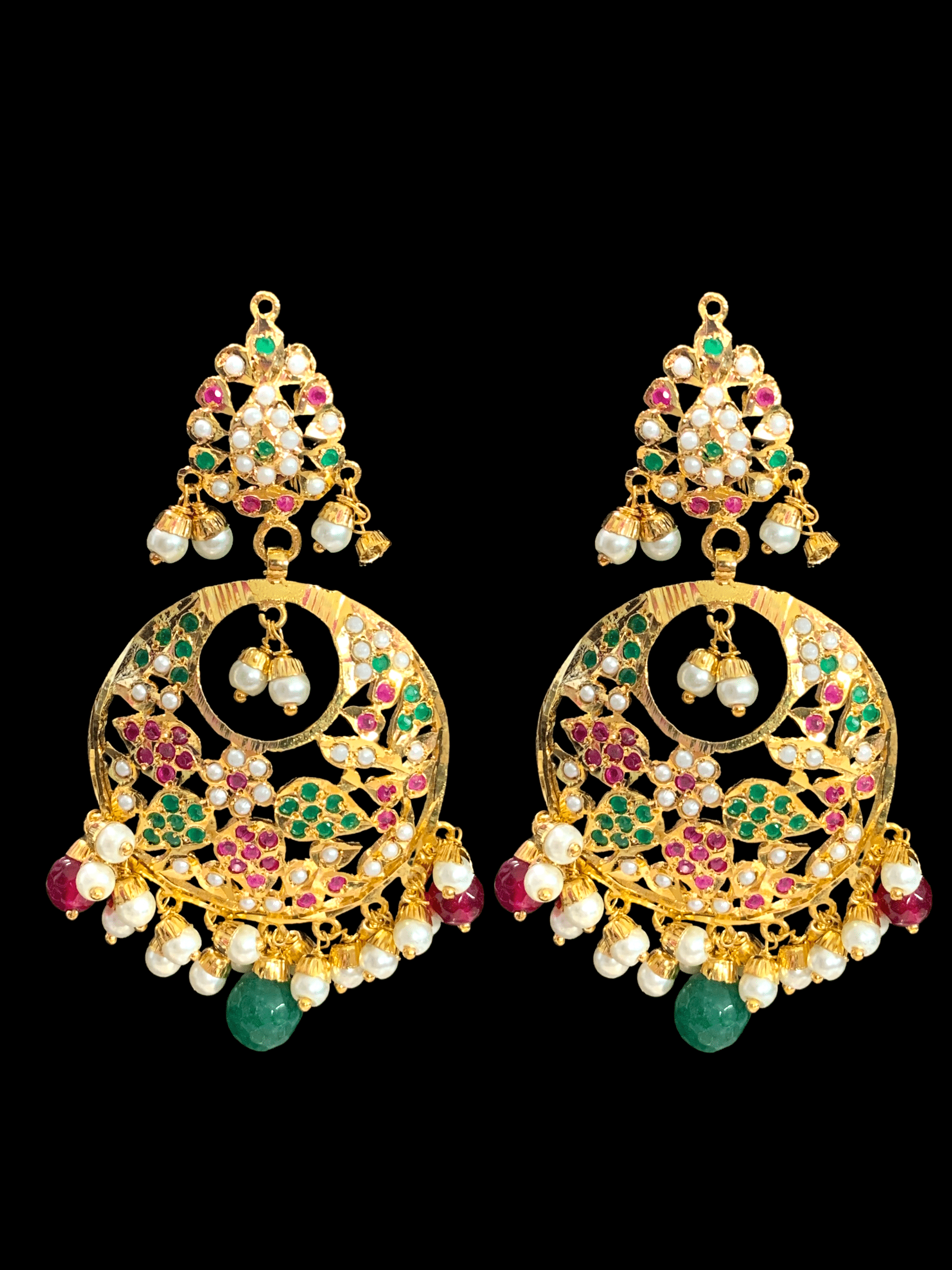 PS445 Naina  pendant set ( ruby emerald     ) ( READY TO SHIP)