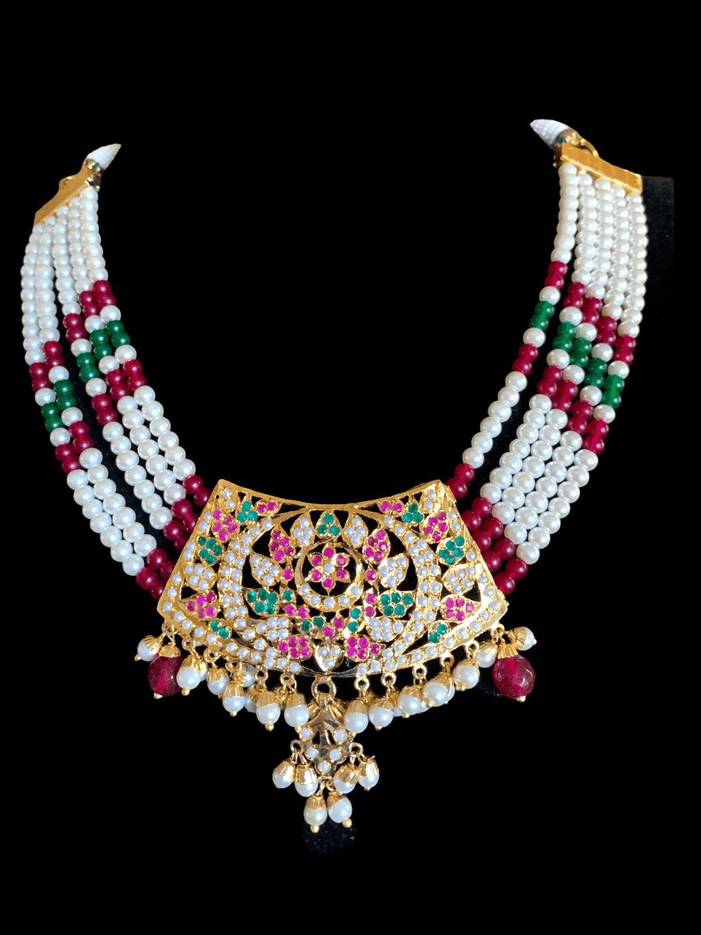NS326 Ava short necklace set in ruby emerald  ( SHIPS IN 4 WEEKS )