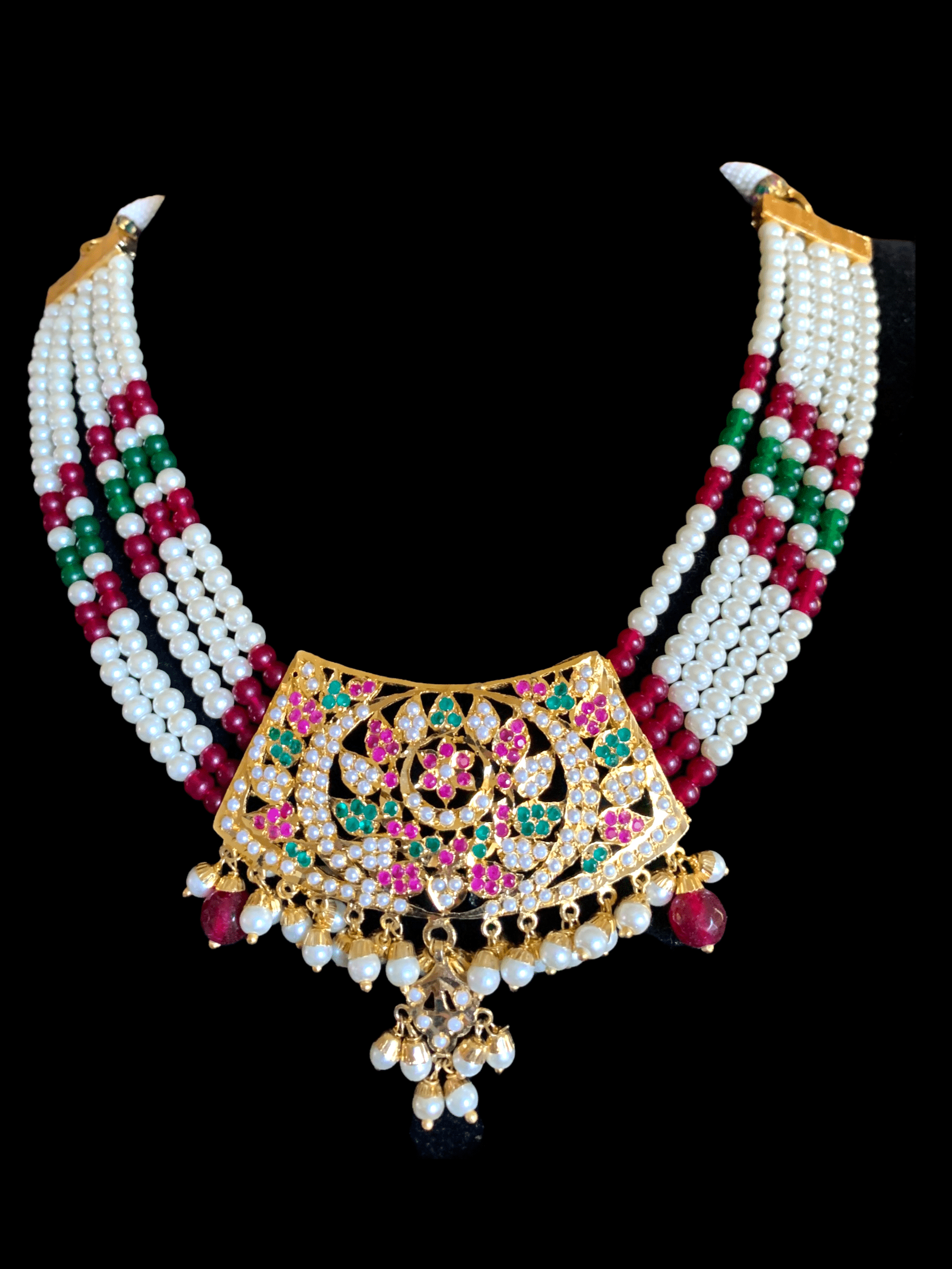 NS326 Ava short necklace set in ruby emerald  ( SHIPS IN 4 WEEKS )