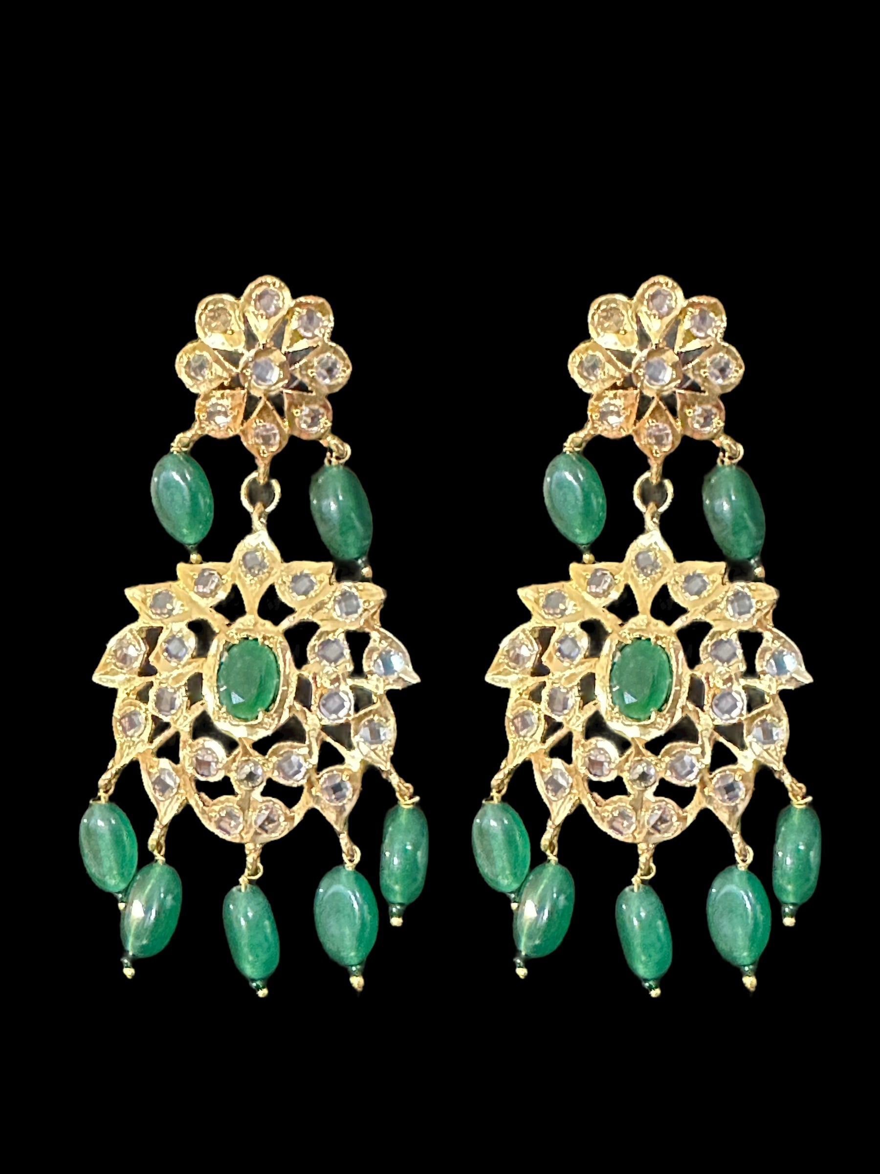 SAT78 Farmana three layer Hyderabadi  necklace with earrings ( READY TO SHIP )