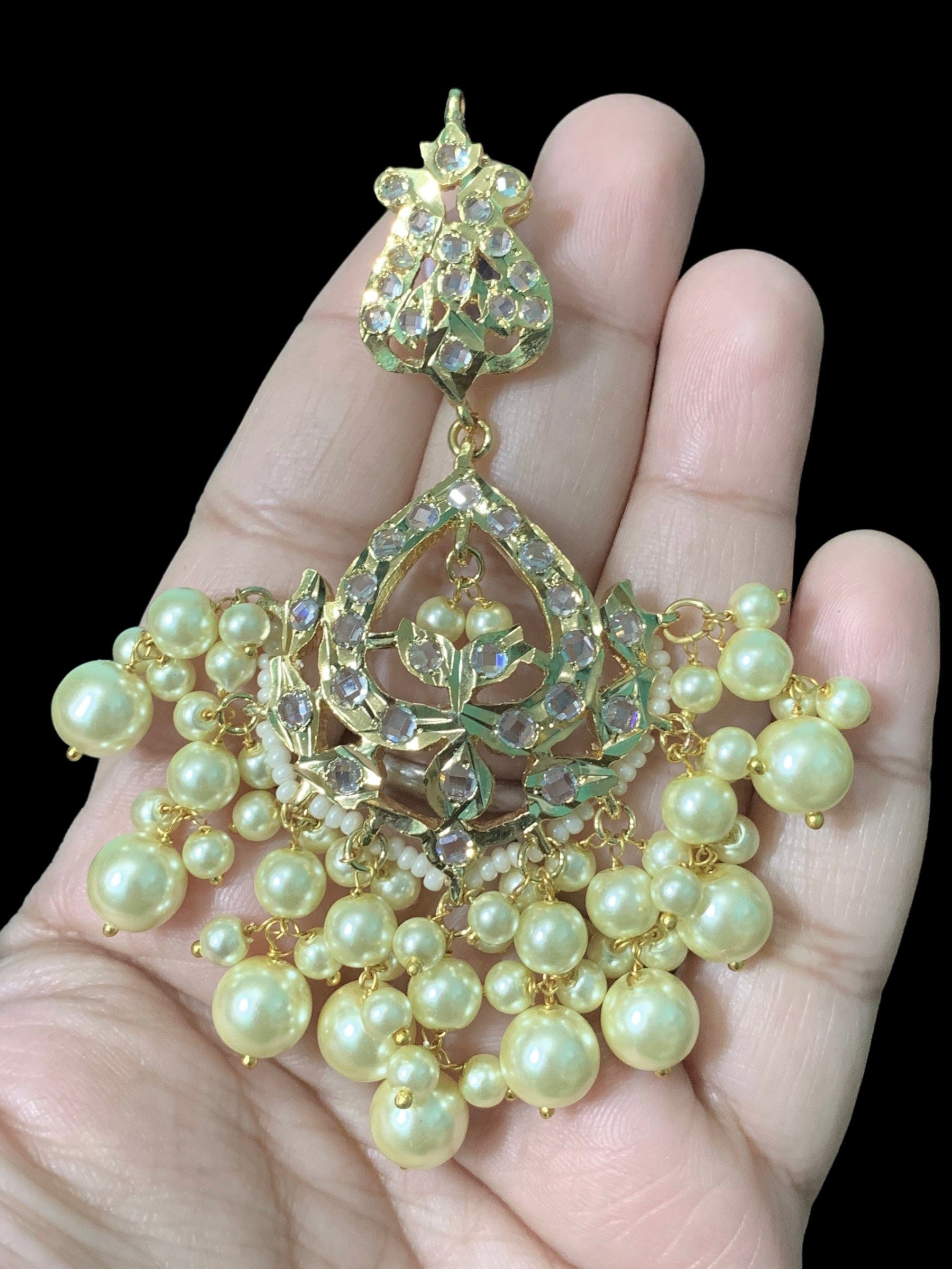 DER324 Dania hyderabadi Chandbali with pearls ( READY TO SHIP)