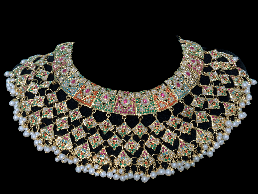 BR91 Hunza Navratan  jadau bridal set   ( SHIPS IN 4 WEEKS )
