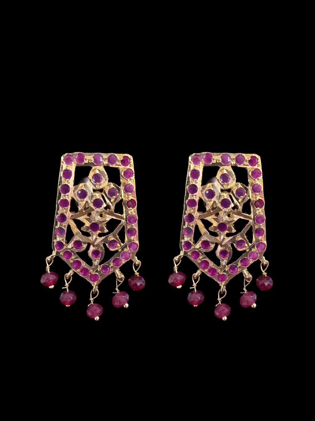 C102  Indu Hyderabadi Jadau choker with earrings In ruby beads ( SHIPS IN 3 WEEKS )