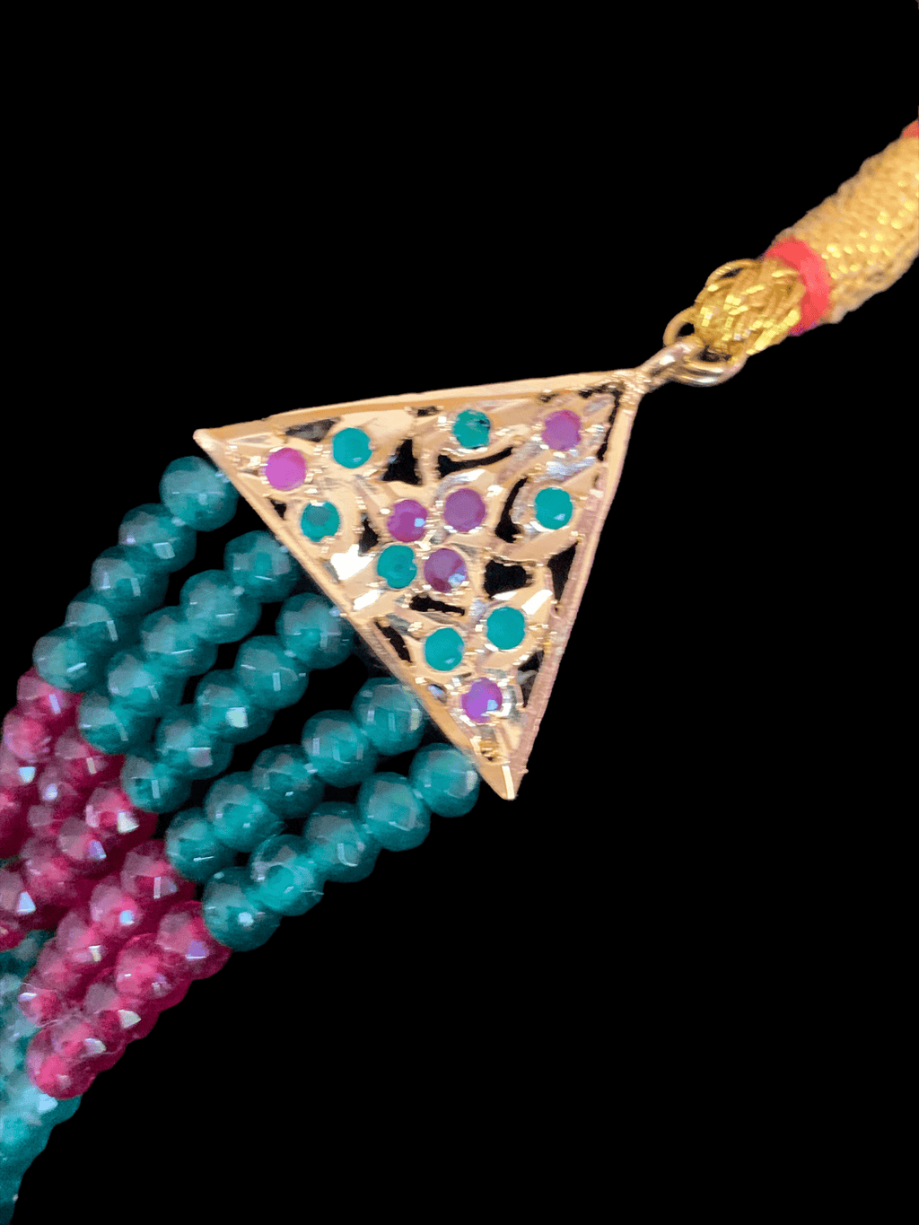 SAT38 Nimisha bridal three layer necklace set with earrings  ( READY TO SHIP)