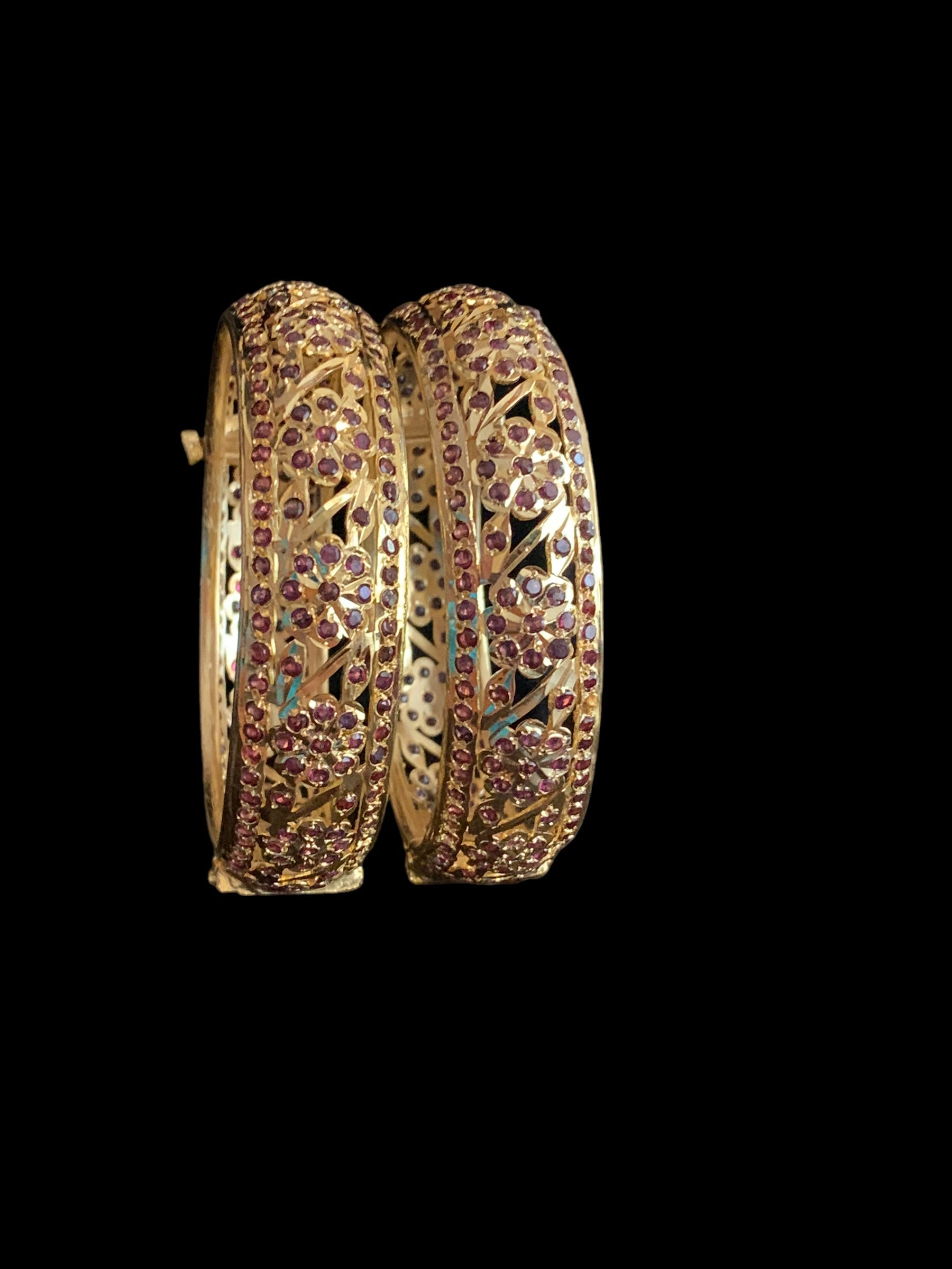 B169 Sarah gold plated bangles in garnet ( READY TO SHIP)