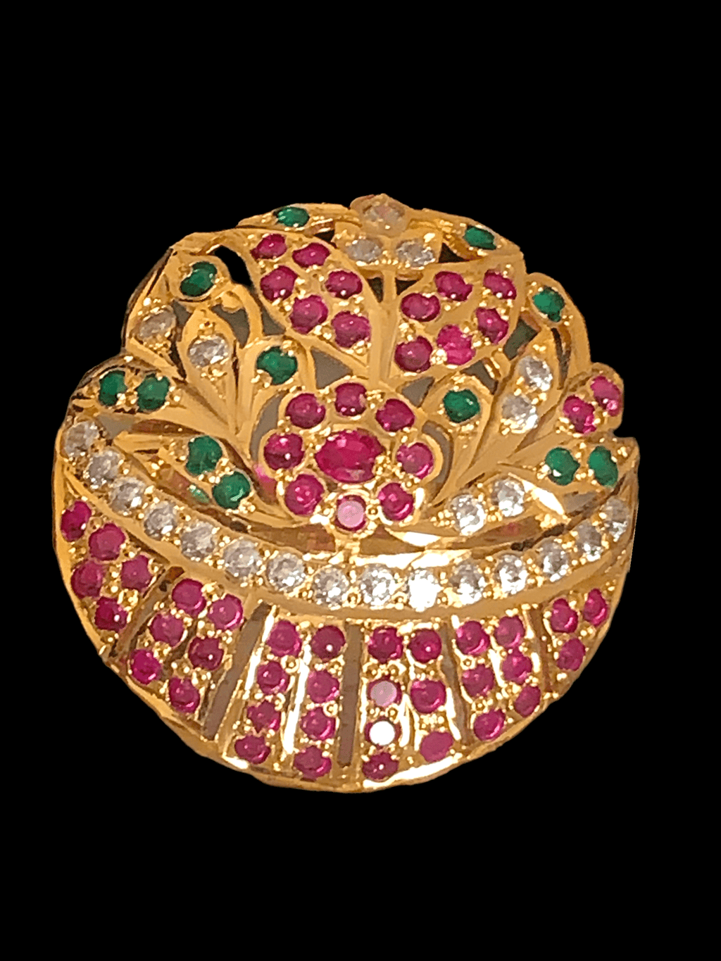 Ruby emerald gold plated silver ring ( READY TO SHIP )