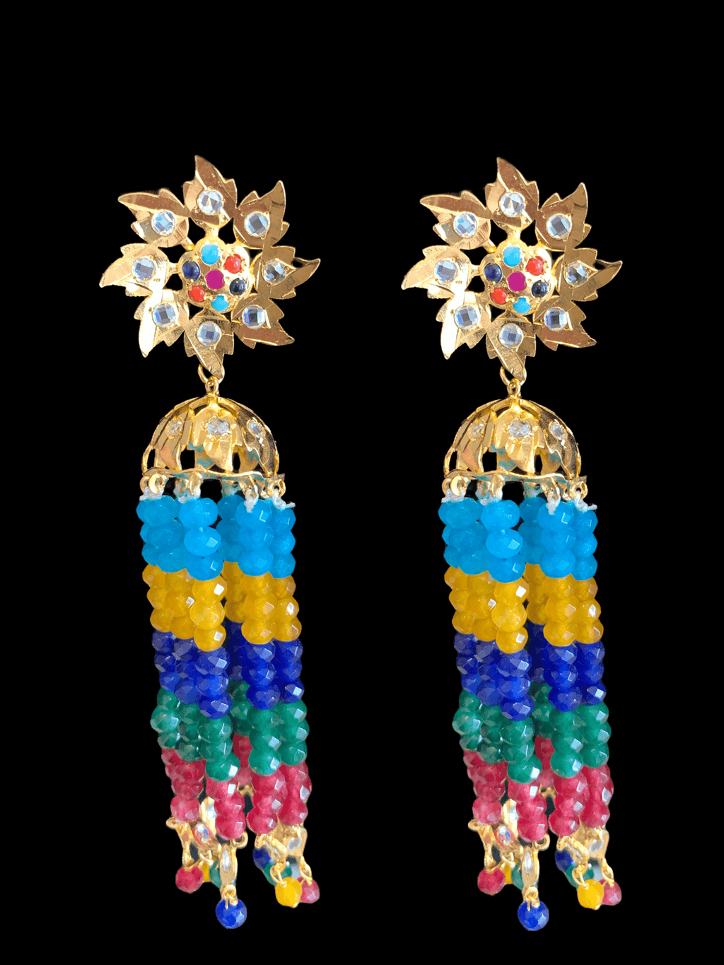 DER47 Roosa jhumka ( multicolor   ) ( READY TO SHIP )