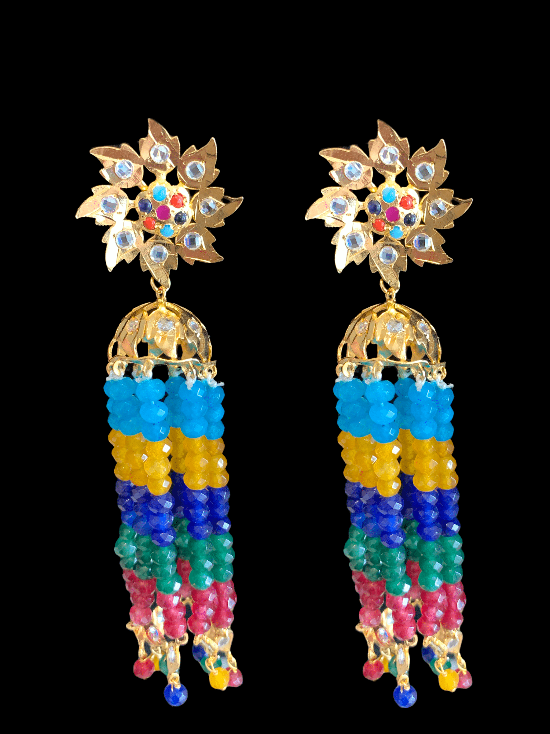 DER47 Roosa jhumka ( multicolor   ) ( READY TO SHIP )