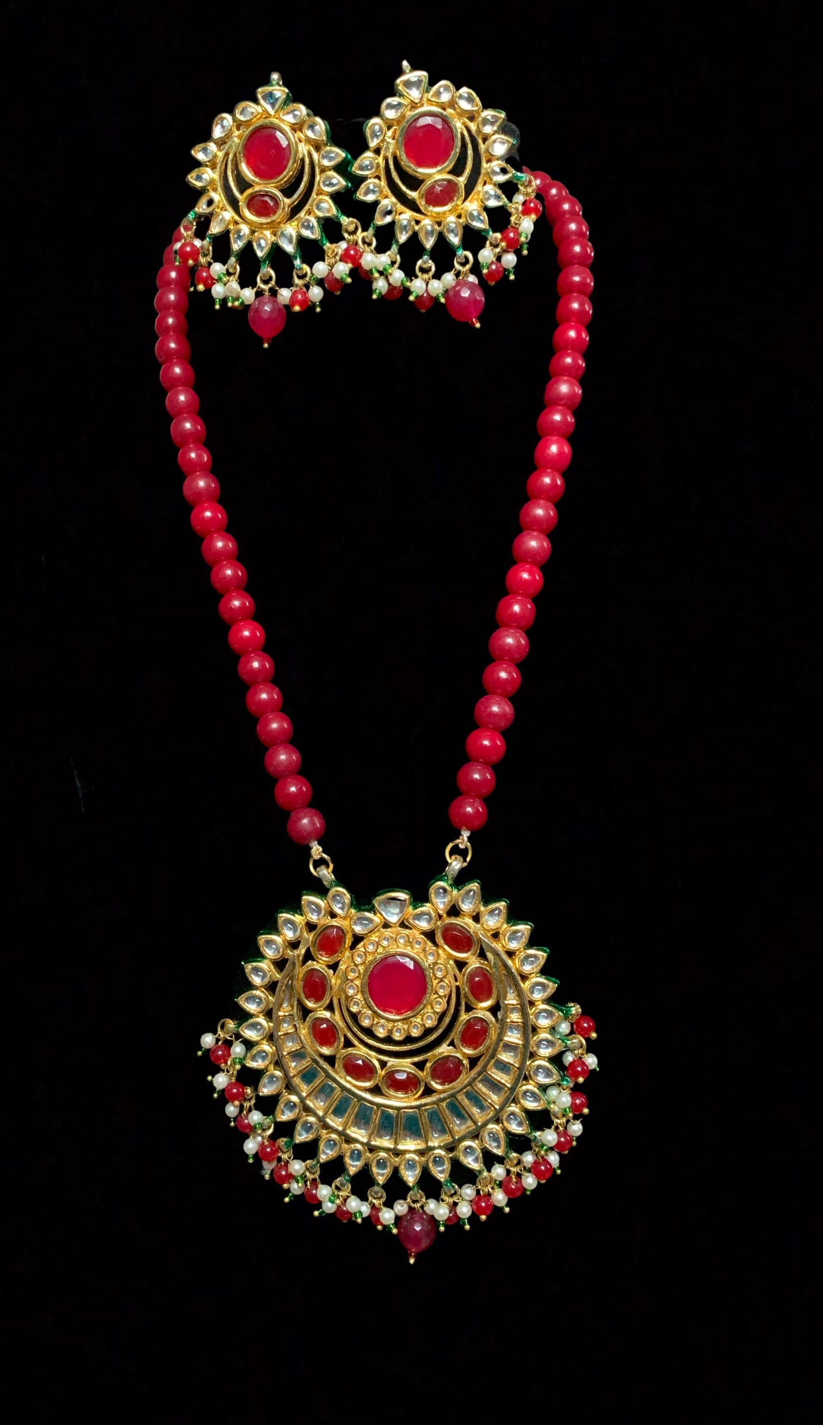 PS451 Nayana pendant set in red   ( READY TO SHIP )