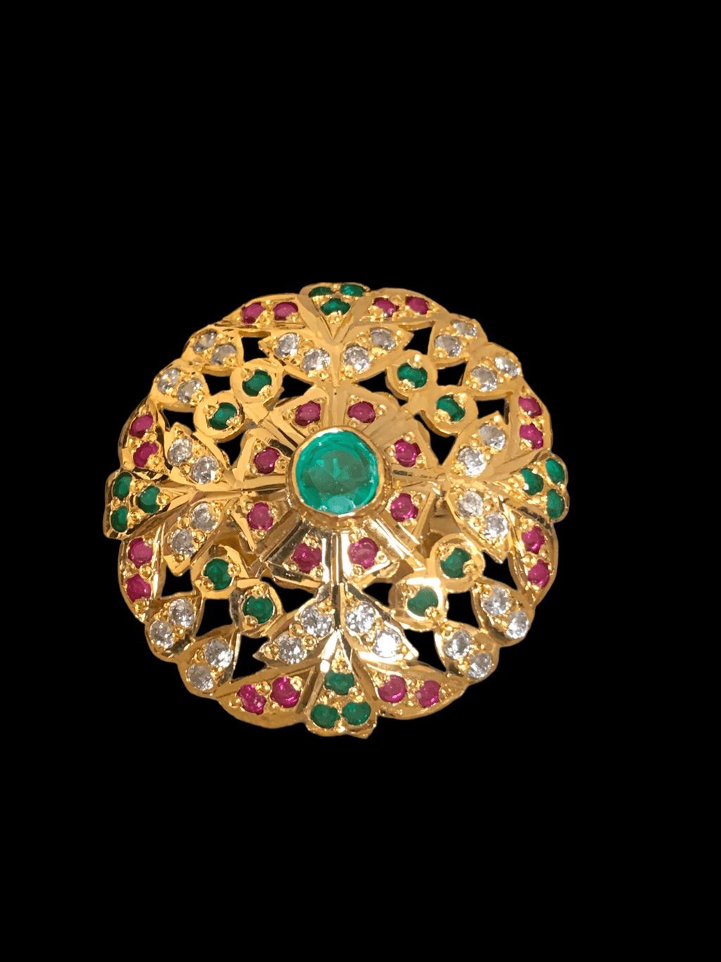 Ruby emerald gold plated silver ring (SHIPS IN 4 WEEKS )