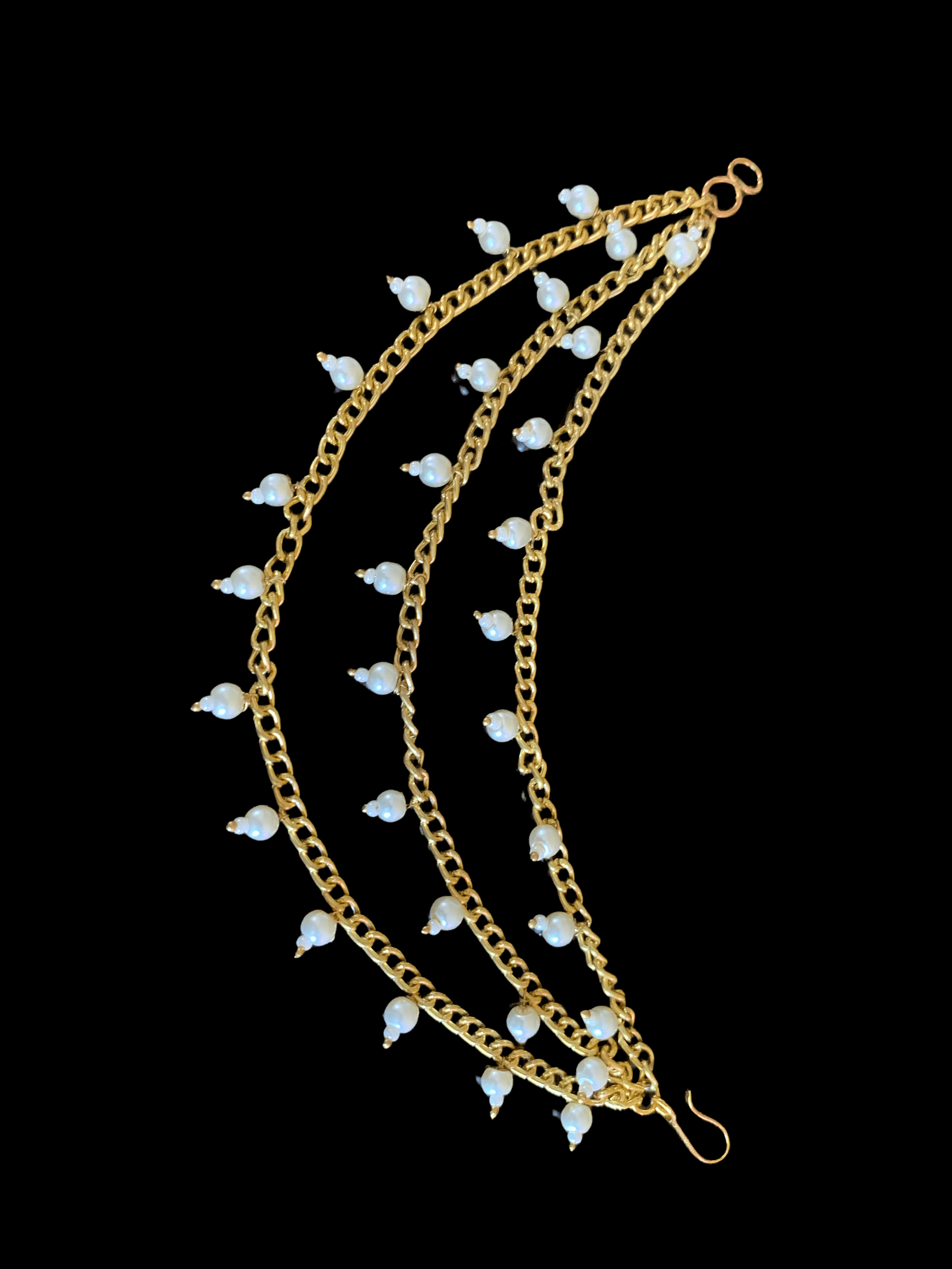 Three layer  pearl chain ear supports ( READY TO SHIP )