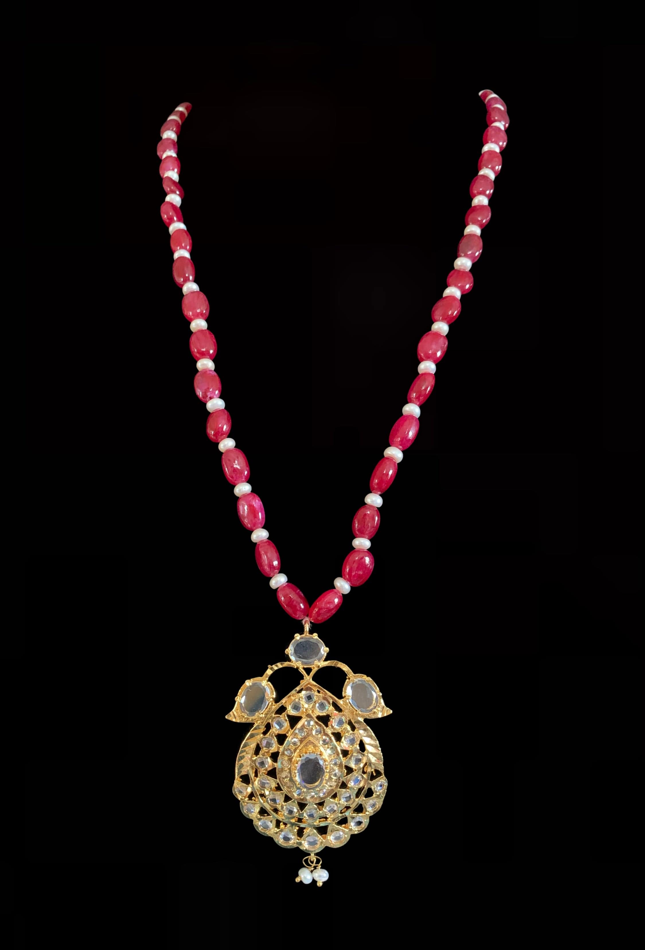 PS515 Jugni in ruby beads with fresh water pearls ( READY TO SHIP )