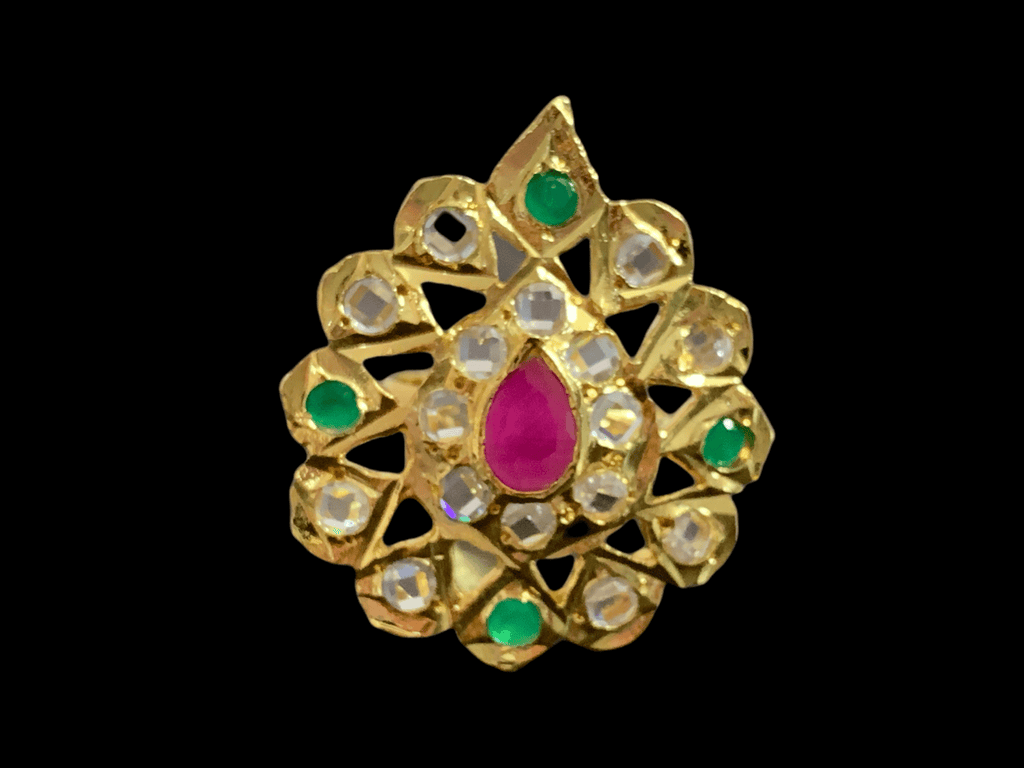 DJR6 Rida  statement  ring in ruby emerald ( SHIPS IN 4 WEEKS )