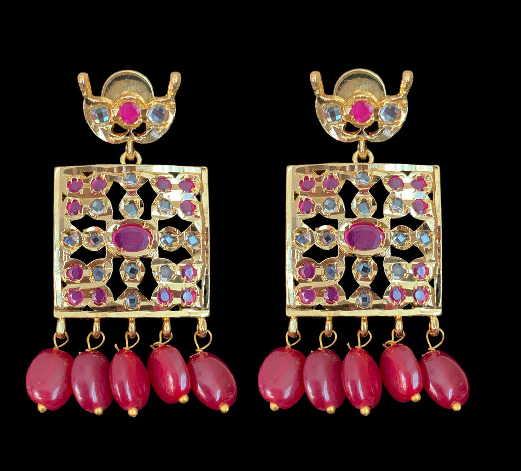 PS427  Zuni fresh water pearl pendant set in ruby   beads ( READY TO SHIP)