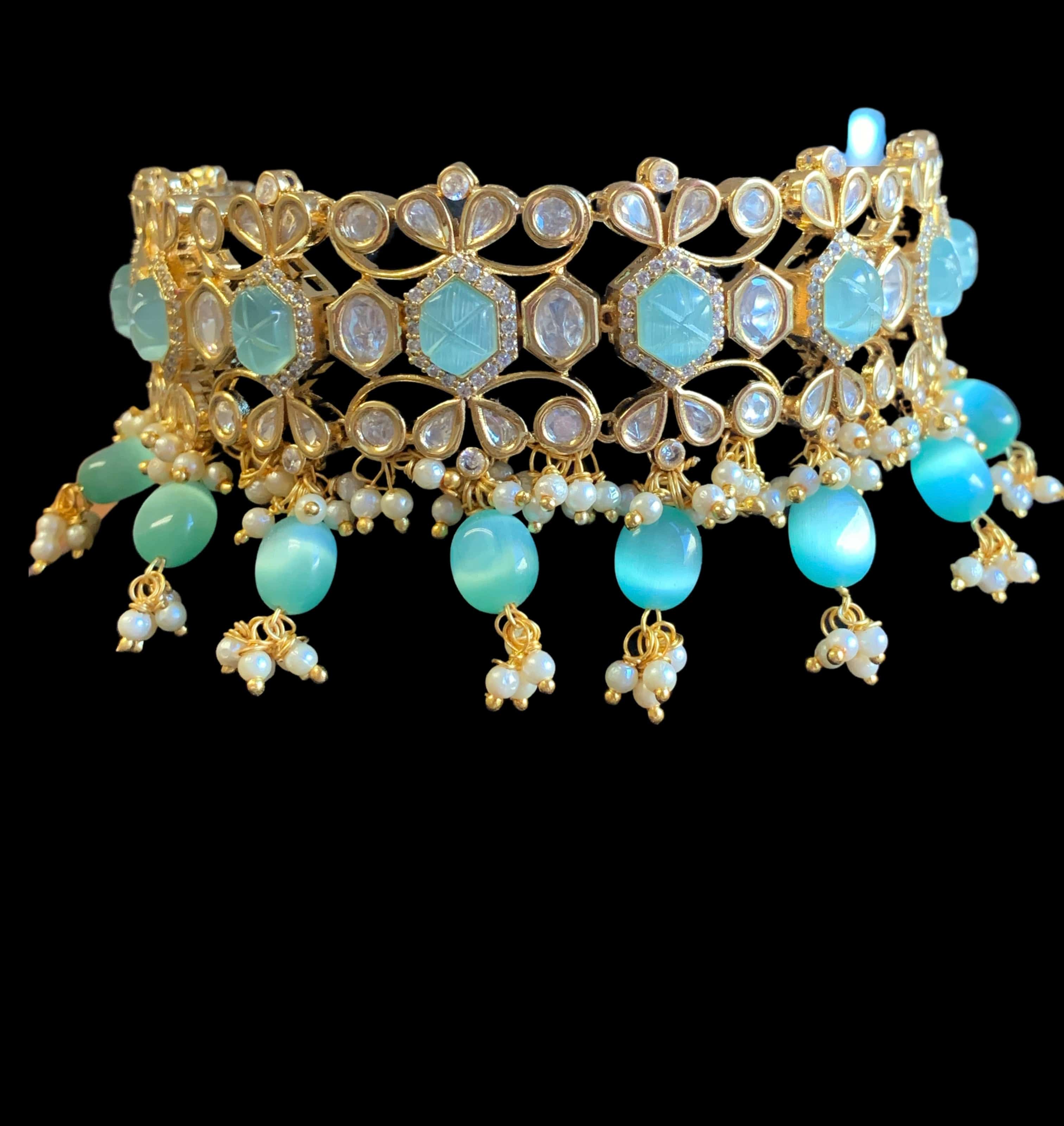 Vedika polki choker in mint green    ( READY TO SHIP)