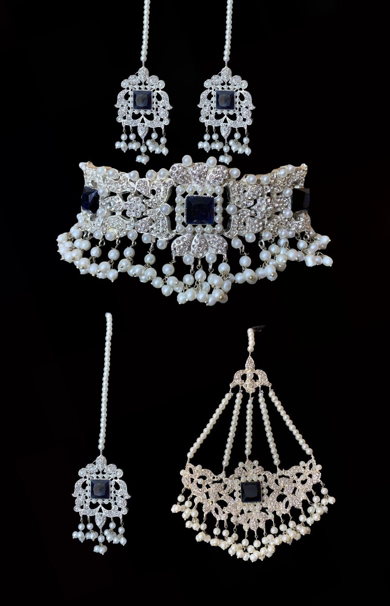 BR14 Anisa pakistani bridal set in sapphire blue (SHIPS IN 2 WEEKS )