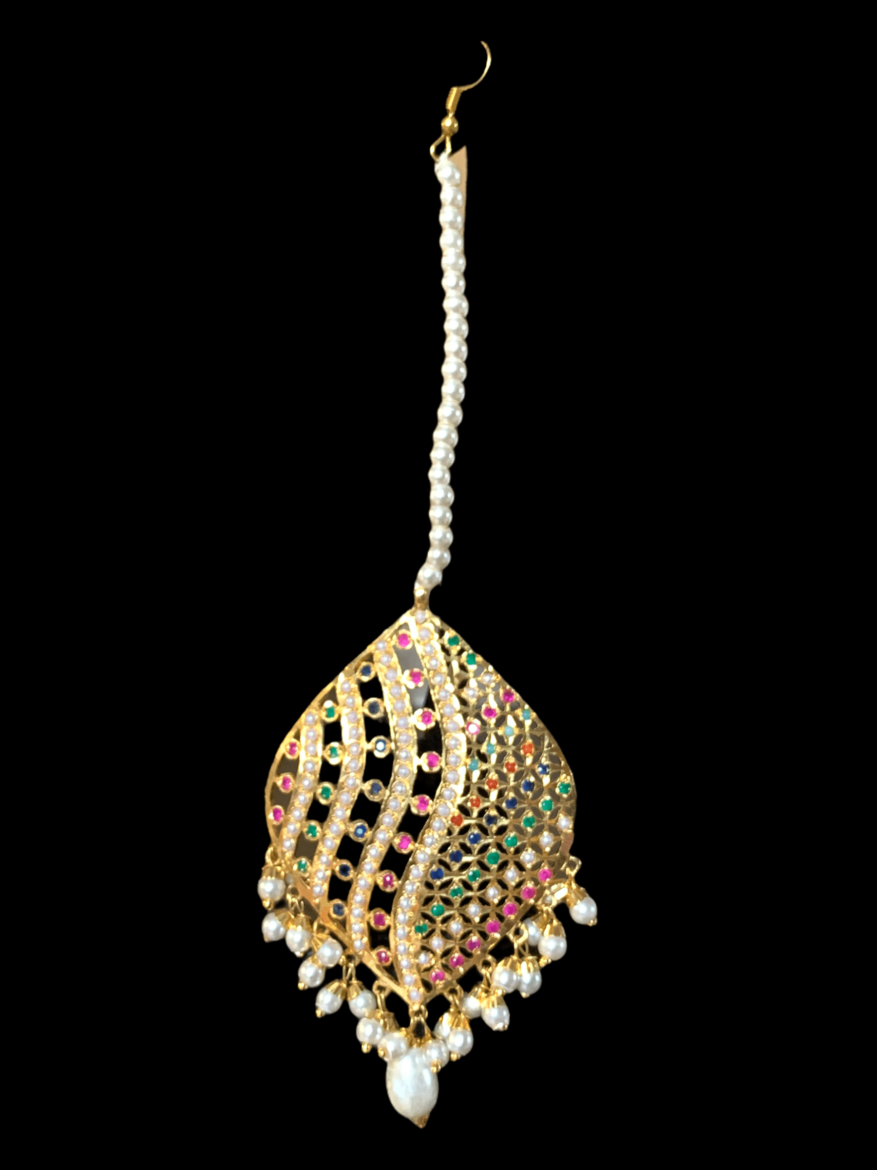 Tisha punjabi Jadau earring tika in Navratan ( READY TO SHIP)