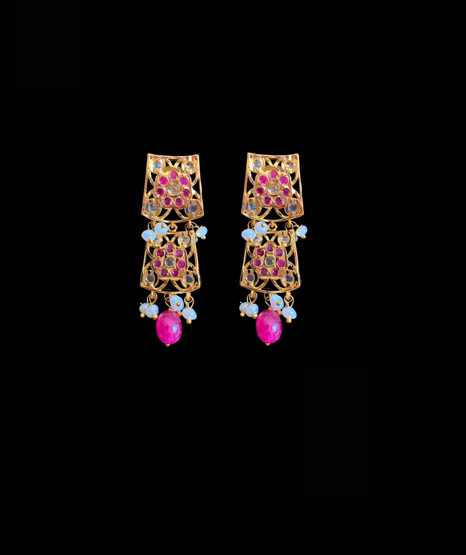 NS142 Badia ruby  with fresh water pearls necklace set  (READY TO SHIP  )