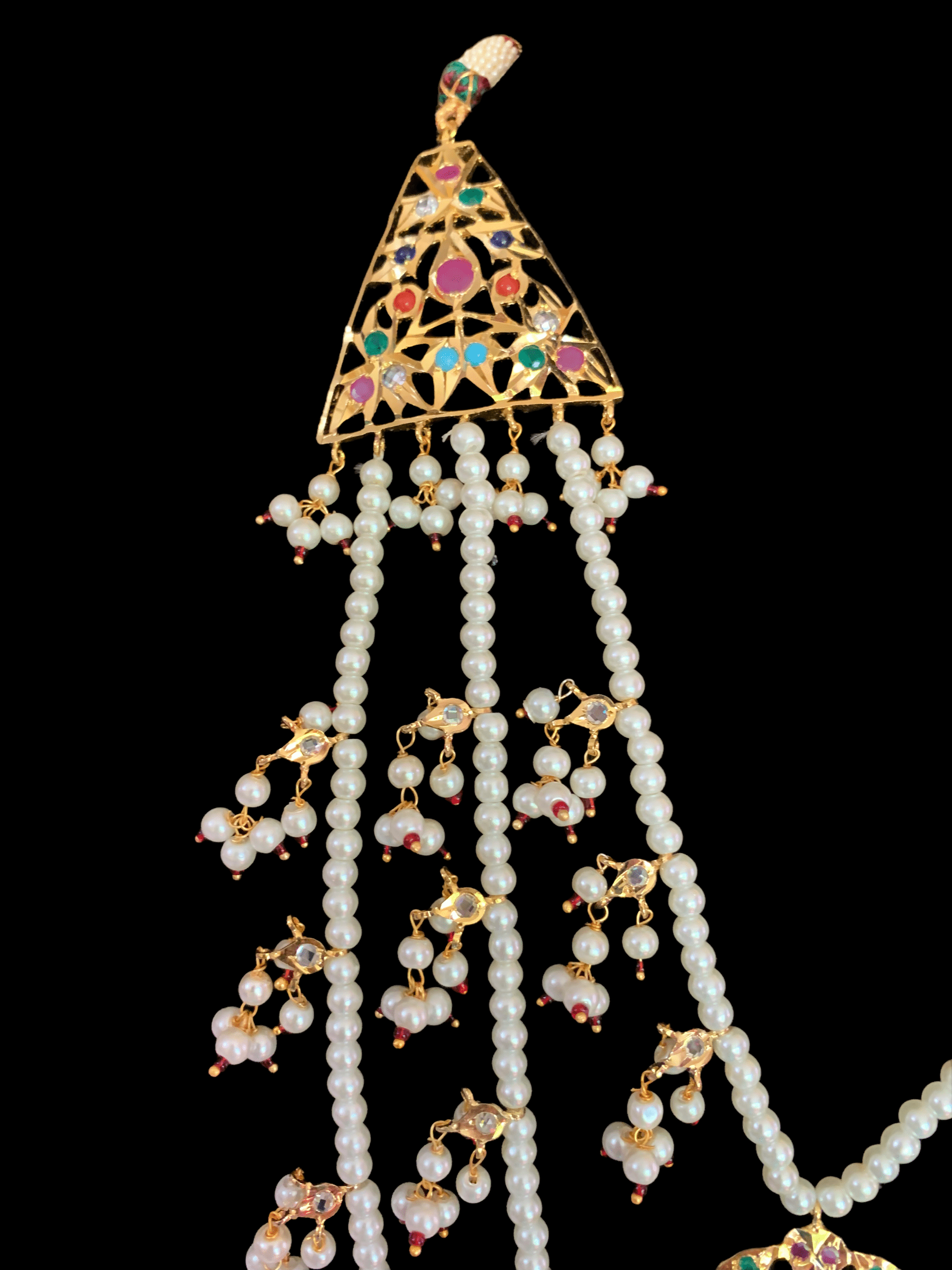 SAT43 Madhuri three layer bridal navratan set ( READY TO SHIP )