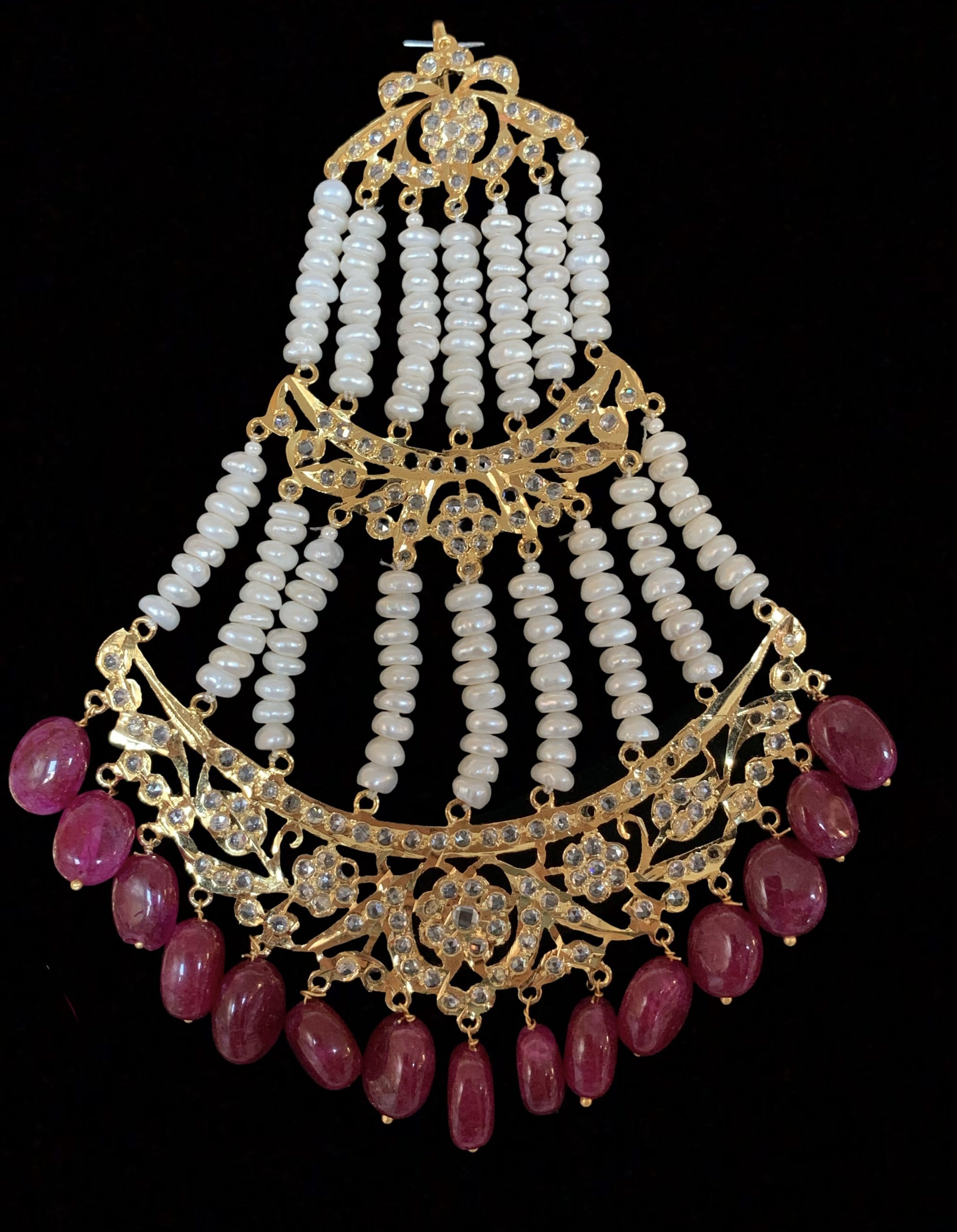 BR111 Insia jadavi lacha set in rubies  ( SHIPS IN 2 WEEKS  )