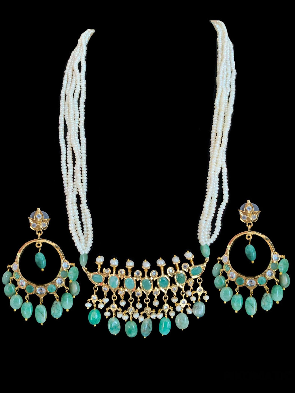 Tirmani in emeralds and fresh water pearls ( SHIPS IN 3 WEEKS )