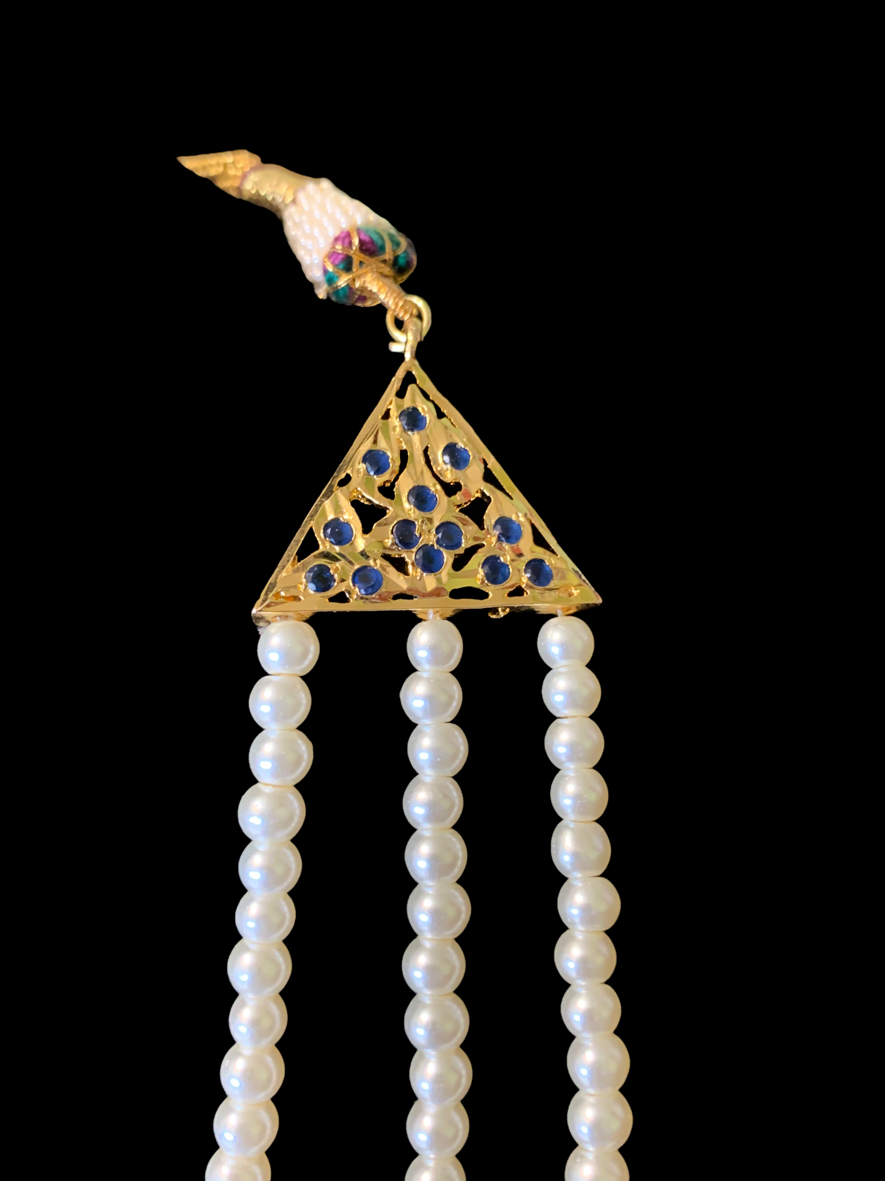 SAT69 Seema three layer  necklace with chandbali- Blue ( READY TO SHIP )