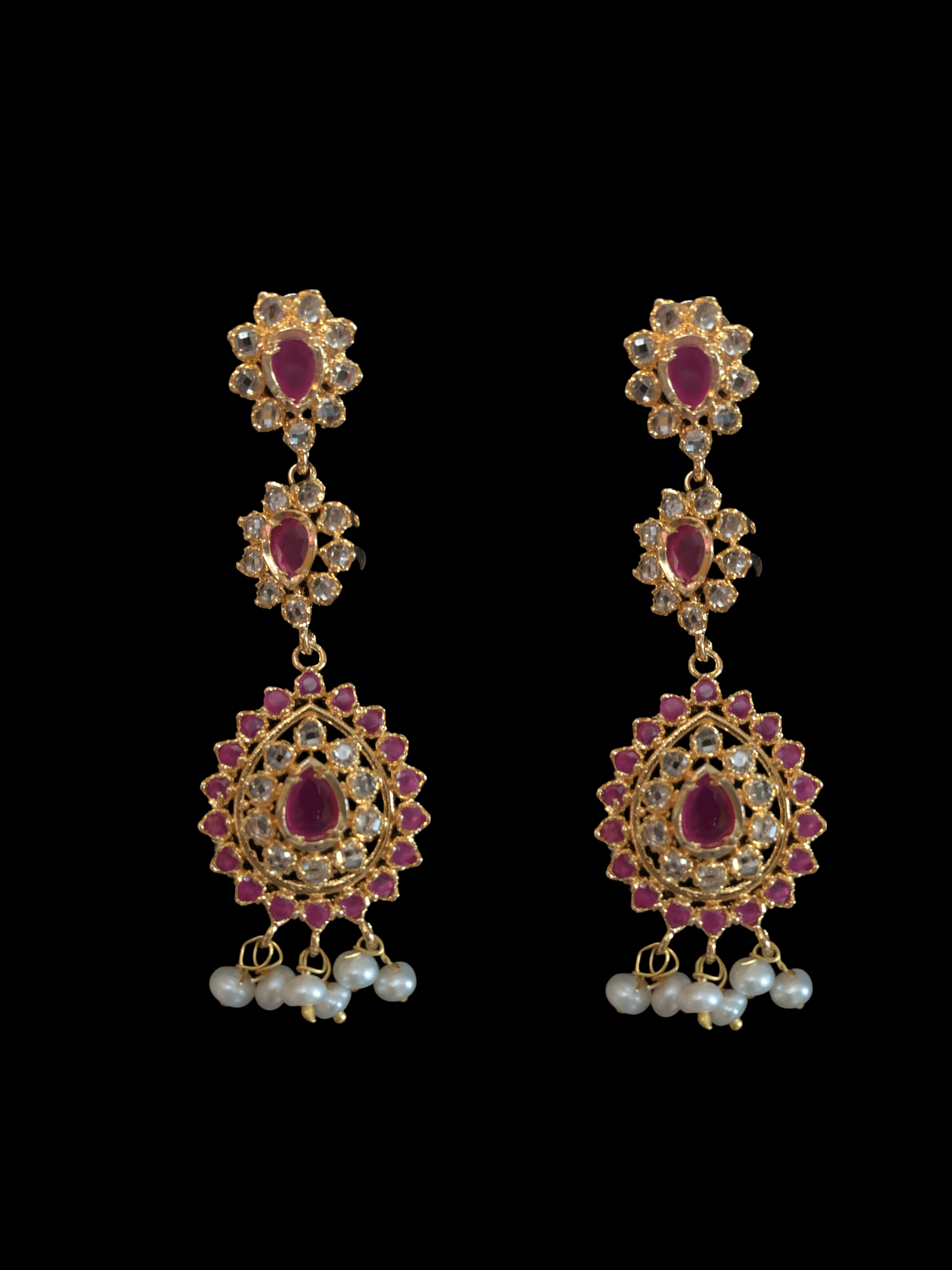 Zehra  fresh water pearls  SET - RUBY   (READY TO SHIP)