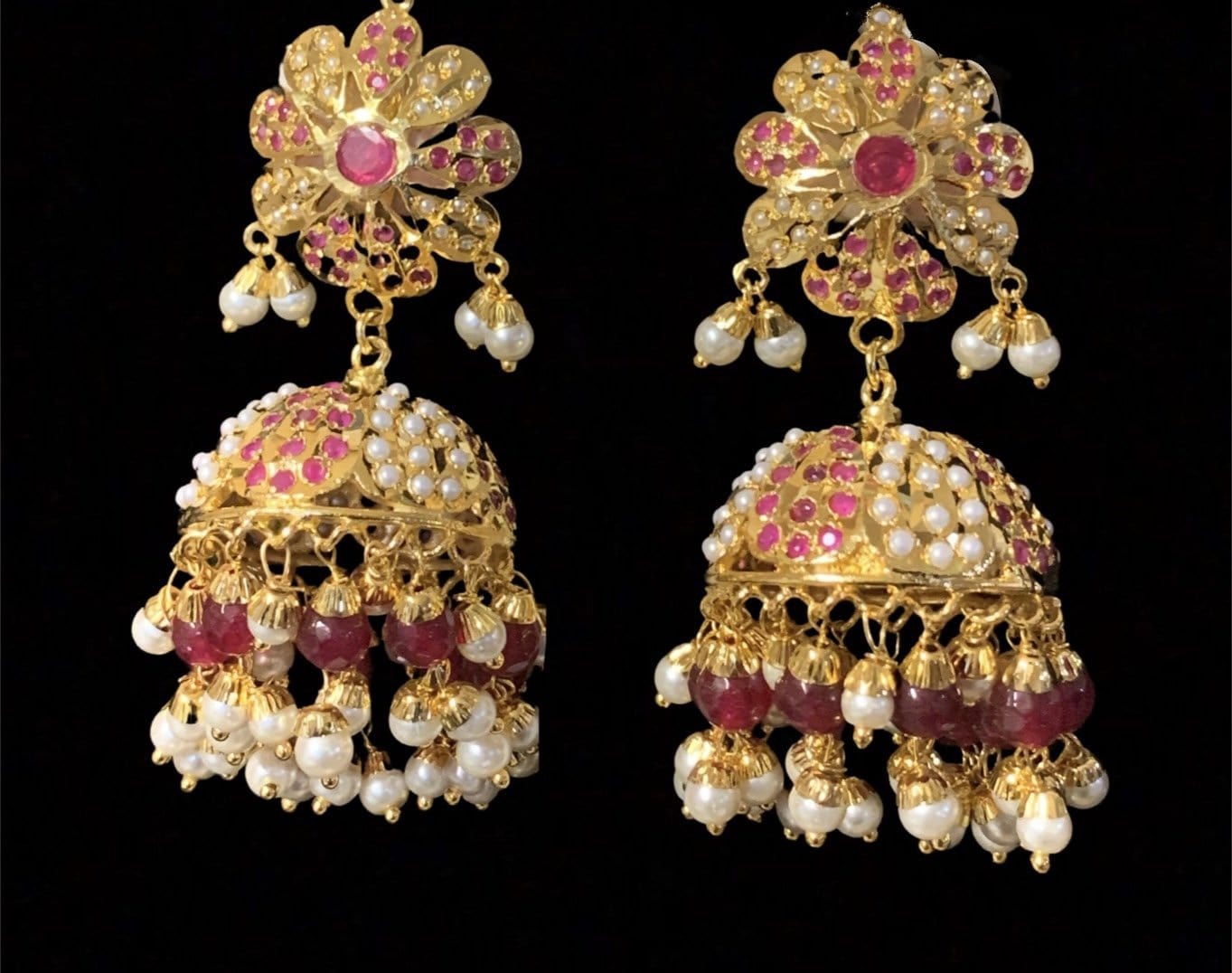 NS163 Rashmika jadau necklace with jhumka ( rubies ) ( READY TO SHIP  )