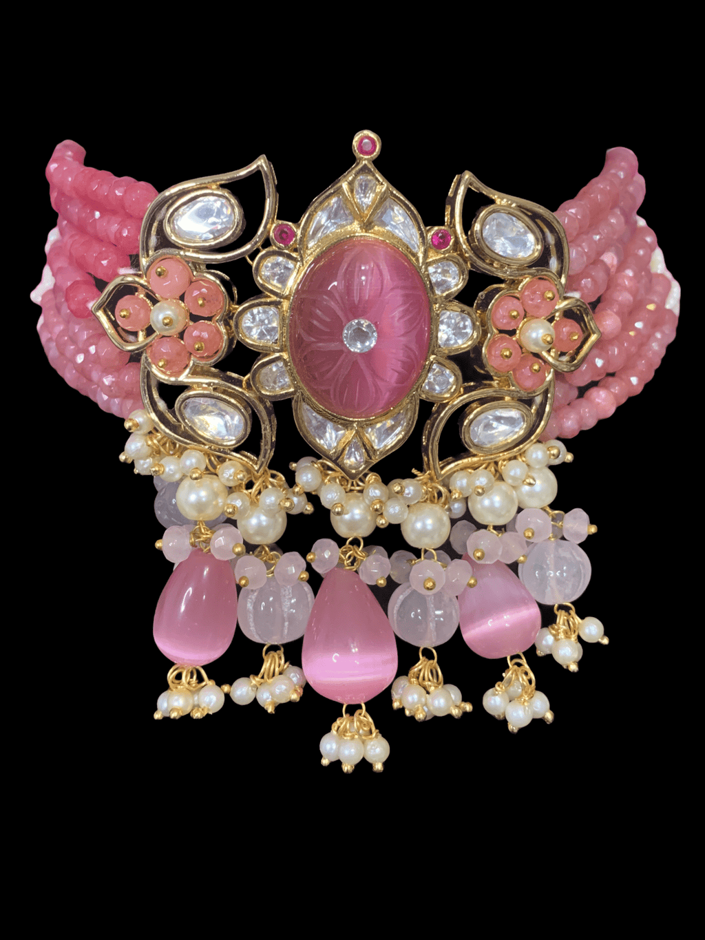 C173 Denise cz polki choker in pink  ( READY TO SHIP )
