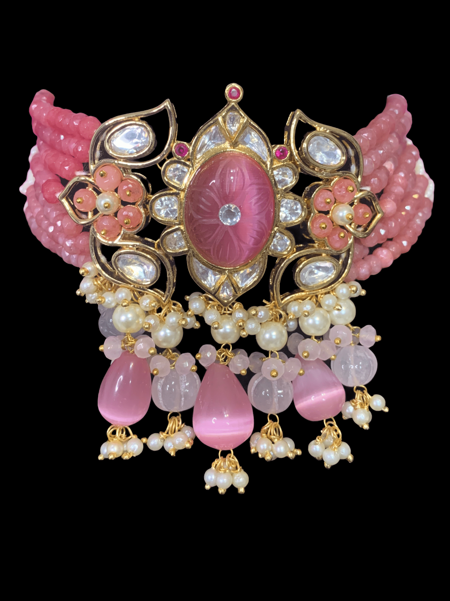 C173 Denise cz polki choker in pink  ( READY TO SHIP )