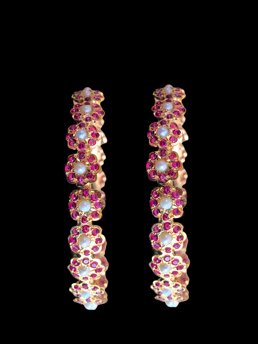 Ruby pearl gold plated silver bangles ( SHIPS IN 4 WEEKS )