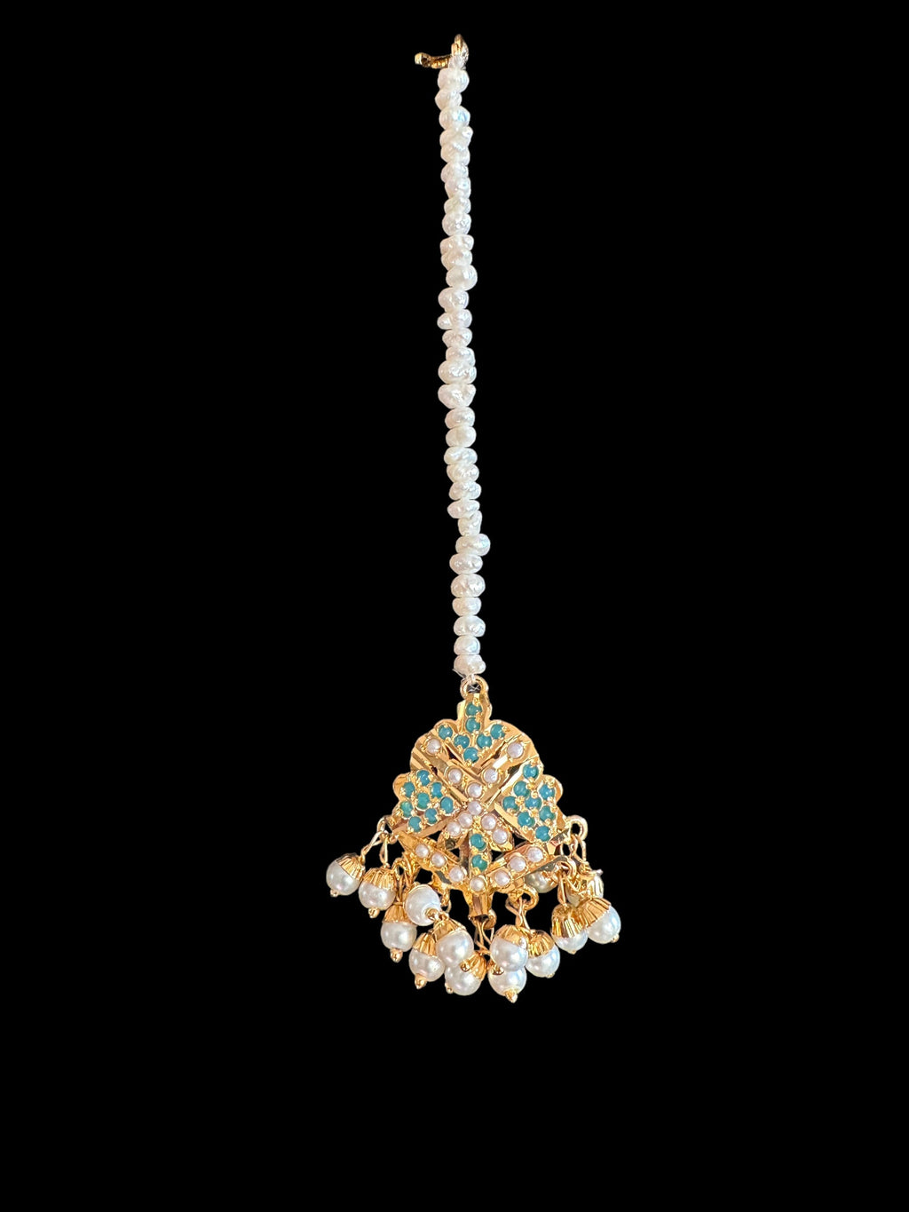 LN207 Rani haar with fresh water pearls in turquoise ( SHIPS IN 4 WEEKS )