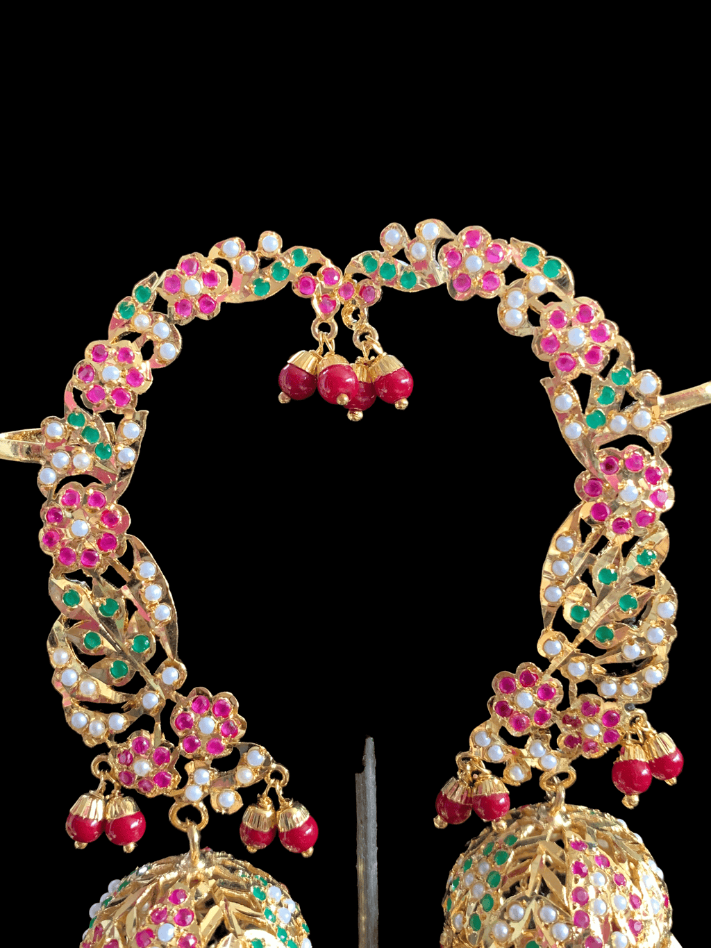 DER317 jadau kaanphool earrings in ruby emerald  / multicolor  ( READY TO SHIP )