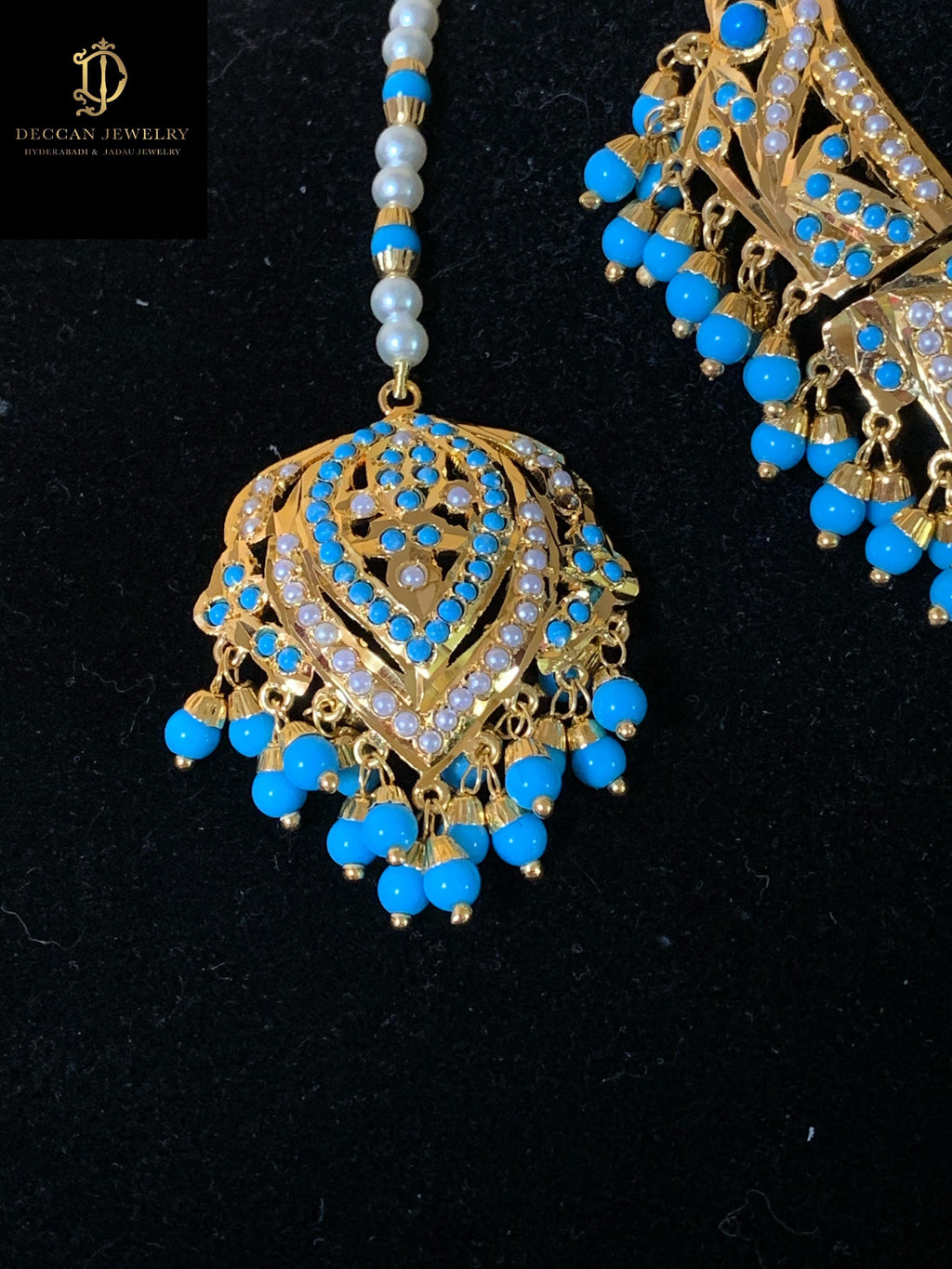 NS58 Taseen necklace set in turquoise( SHIPS IN 3 WEEKS )