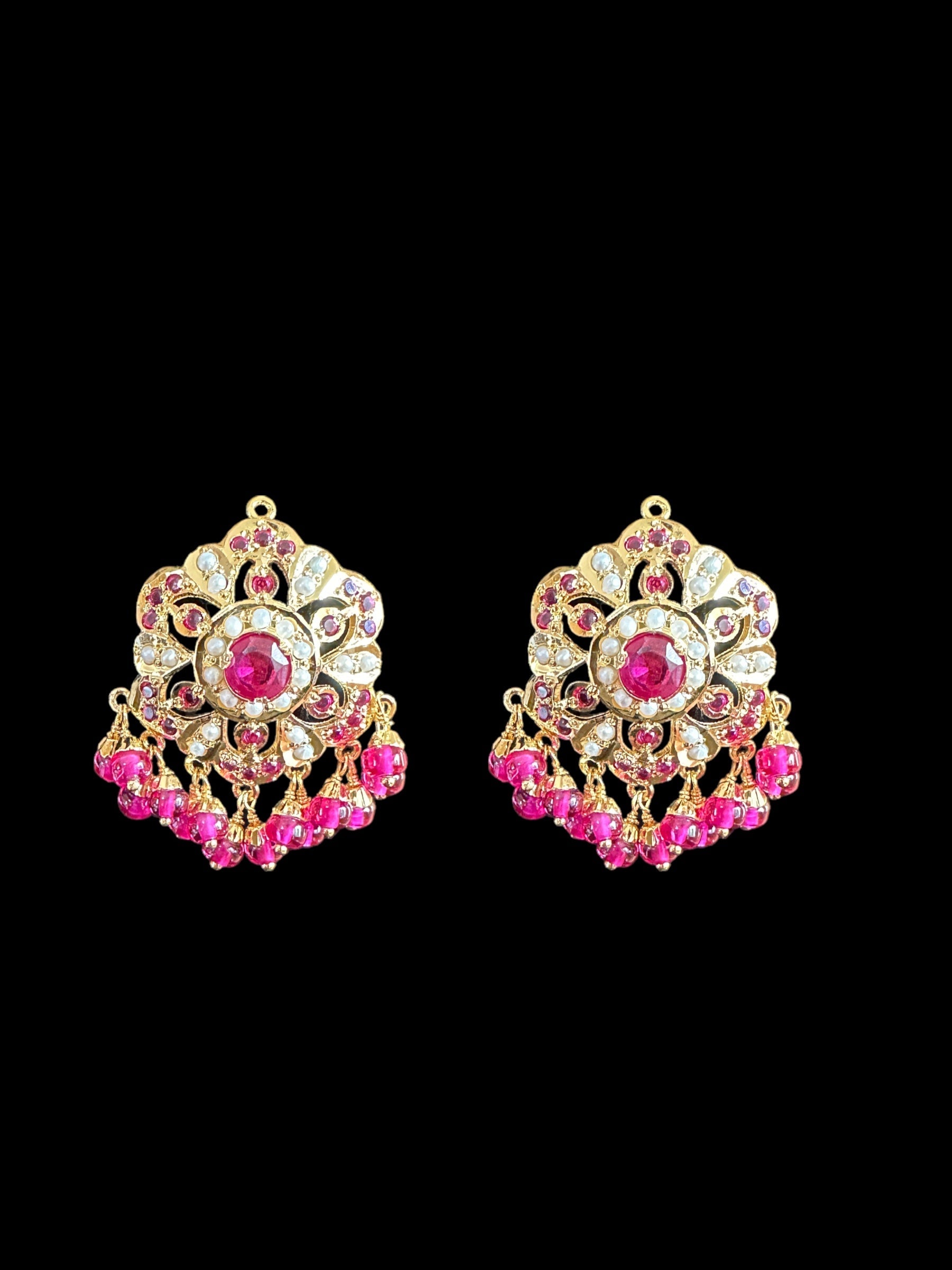 Ruby pearl gold plated silver earrings ( READY TO SHIP )