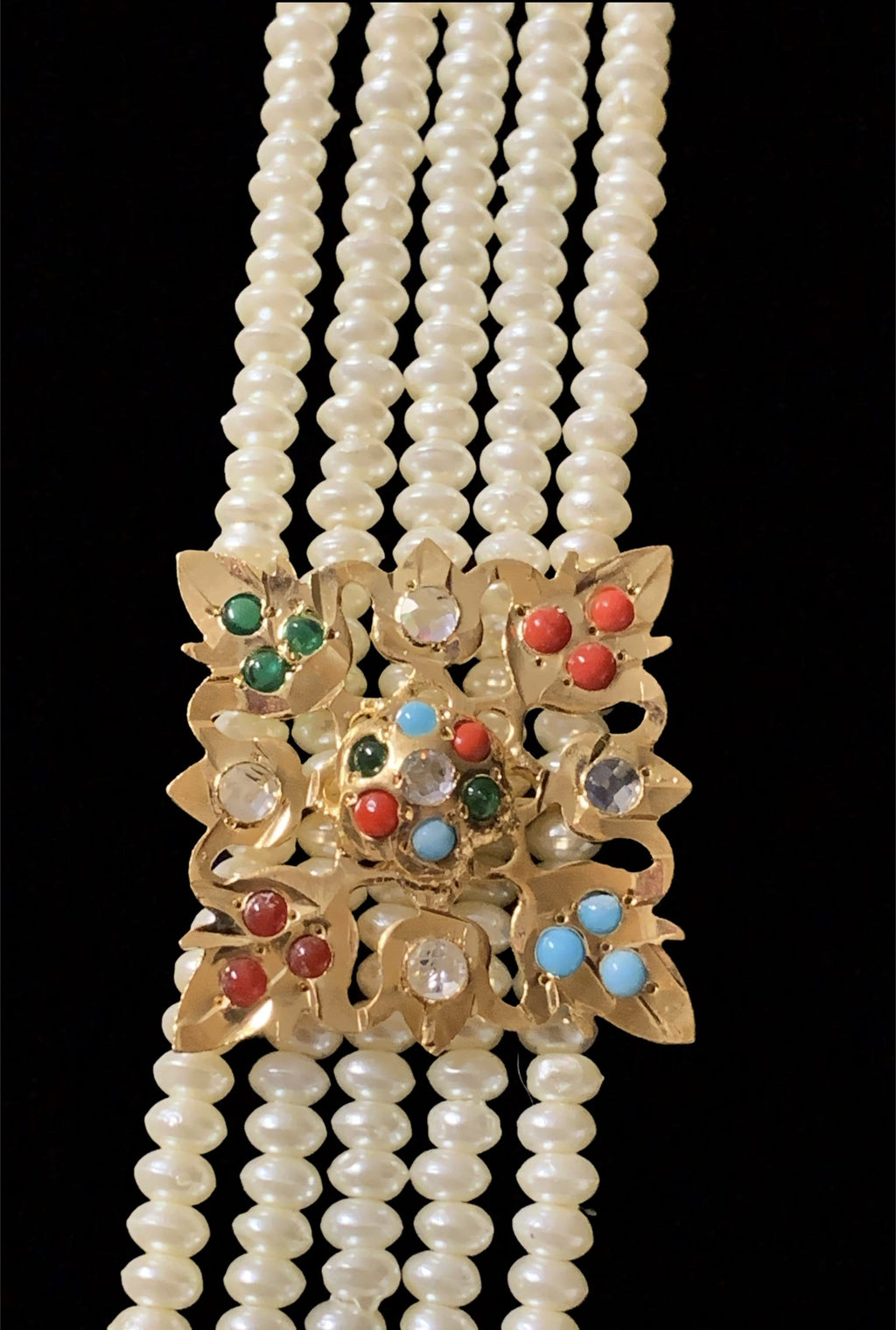 LN87  Naaz Jadau navratan rani haar with earrings(SHIPS IN 4 WEEKS )