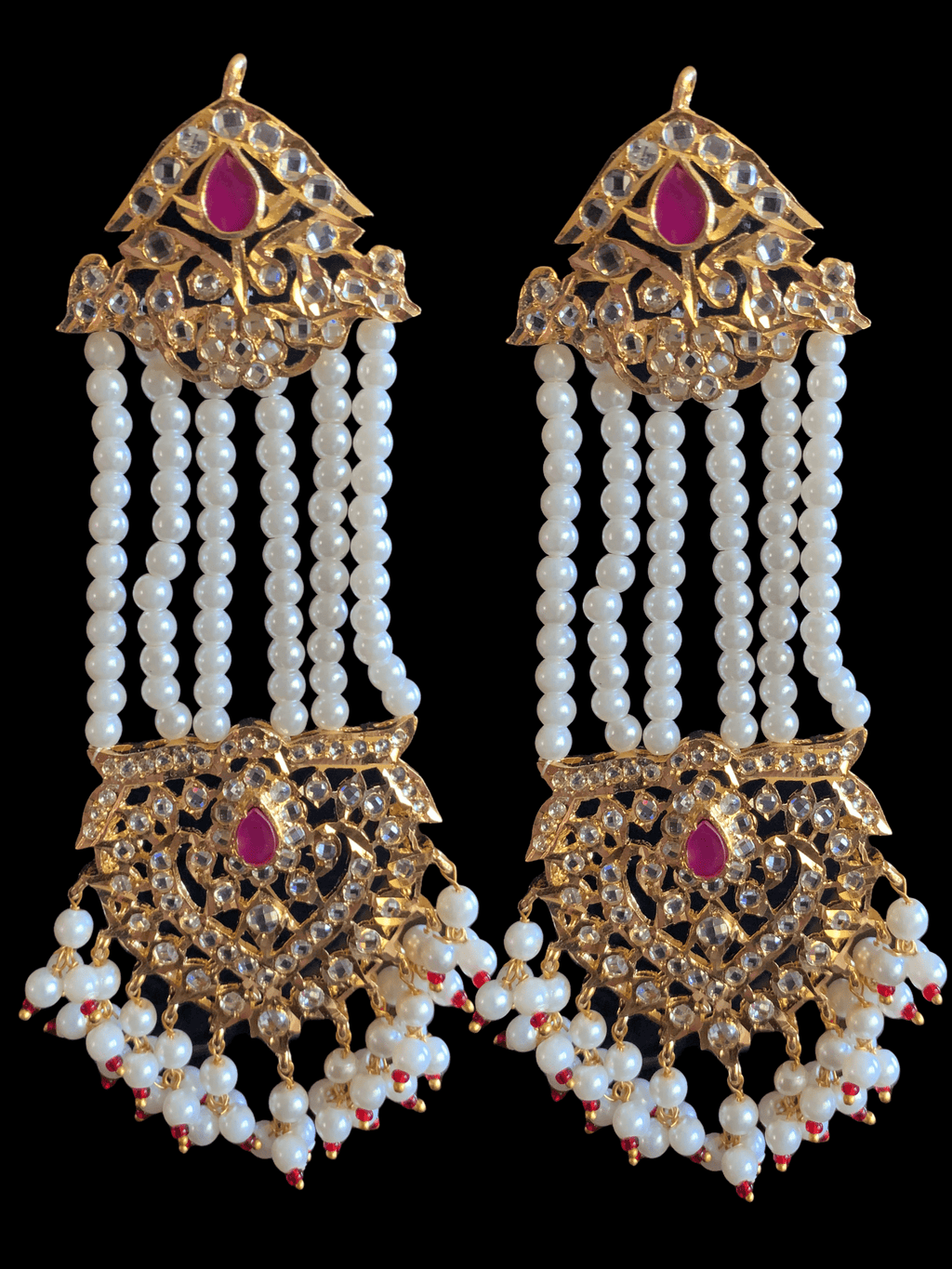 SAT63 Maahi bridal Hyderabadi three layered necklace with earrings ( READY TO SHIP )