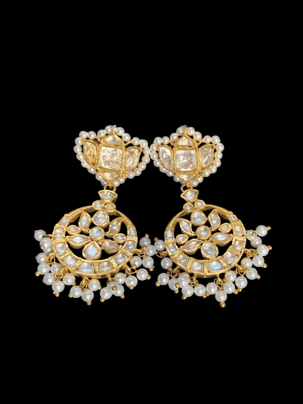 Gold plated silver moissanite and pearl necklace set ( SHIPS IN 4 WEEKS )