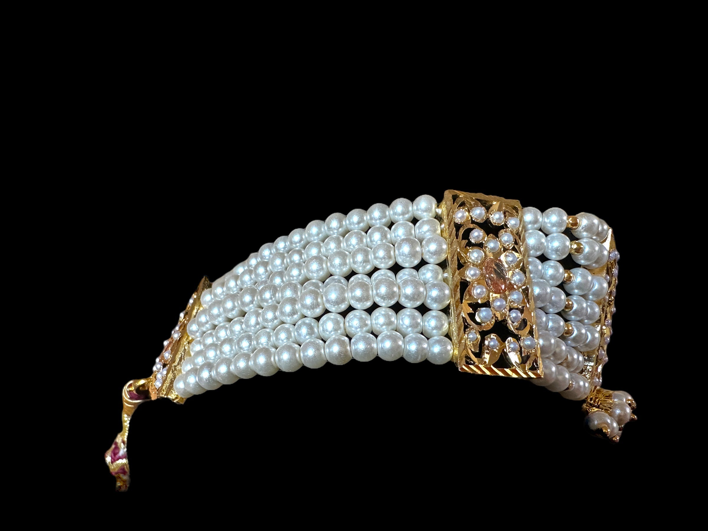 C243 Gold plated jadau choker in pearls ( READY TO SHIP )
