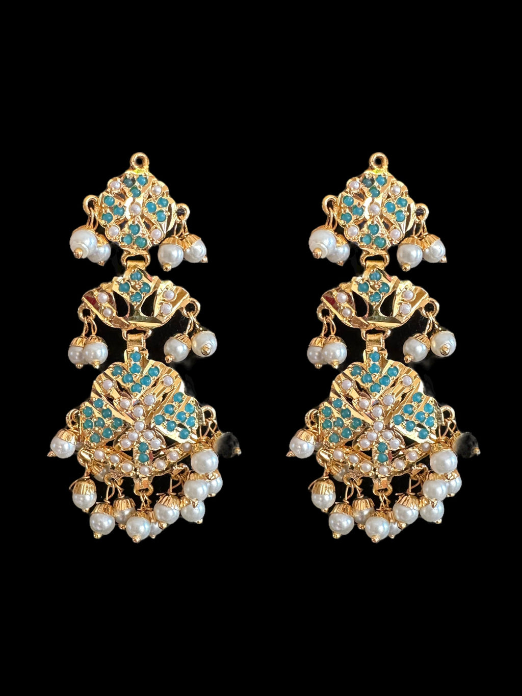LN207 Rani haar with fresh water pearls in turquoise ( SHIPS IN 4 WEEKS )