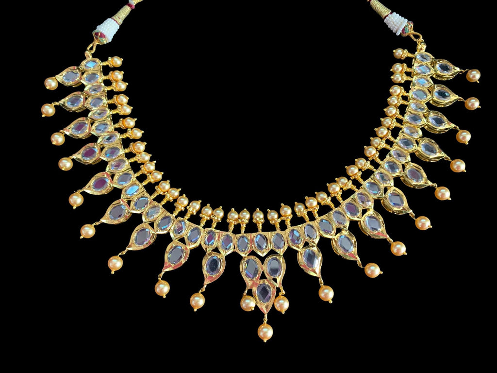 Hyderabadi gold plated polki necklace in gold plated silver ( SHIPS IN 4 WEEKS )