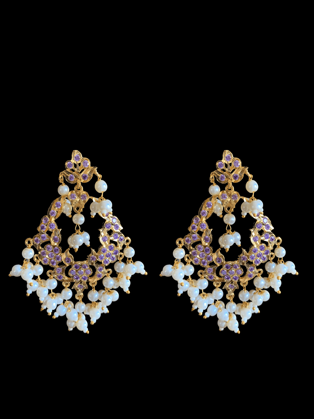 DJET23  Madhuri earrings tika set in purple / amethsyt   ( SHIPS IN 3 WEEKS )