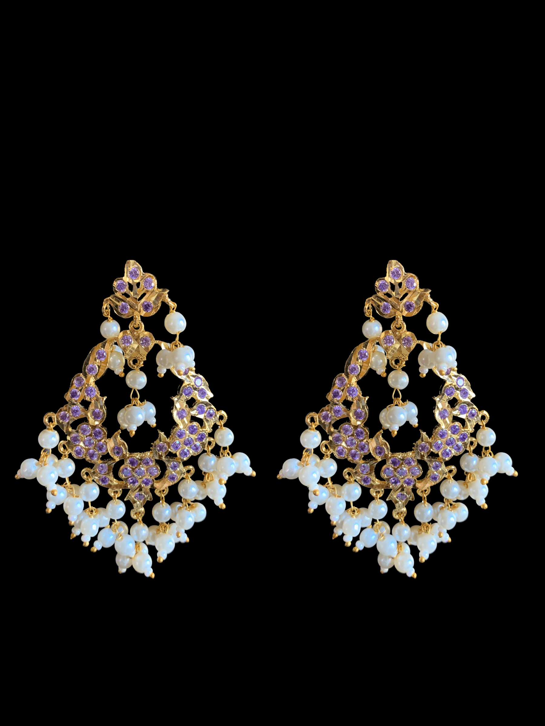 DJET23  Madhuri earrings tika set in purple / amethsyt   ( SHIPS IN 3 WEEKS )