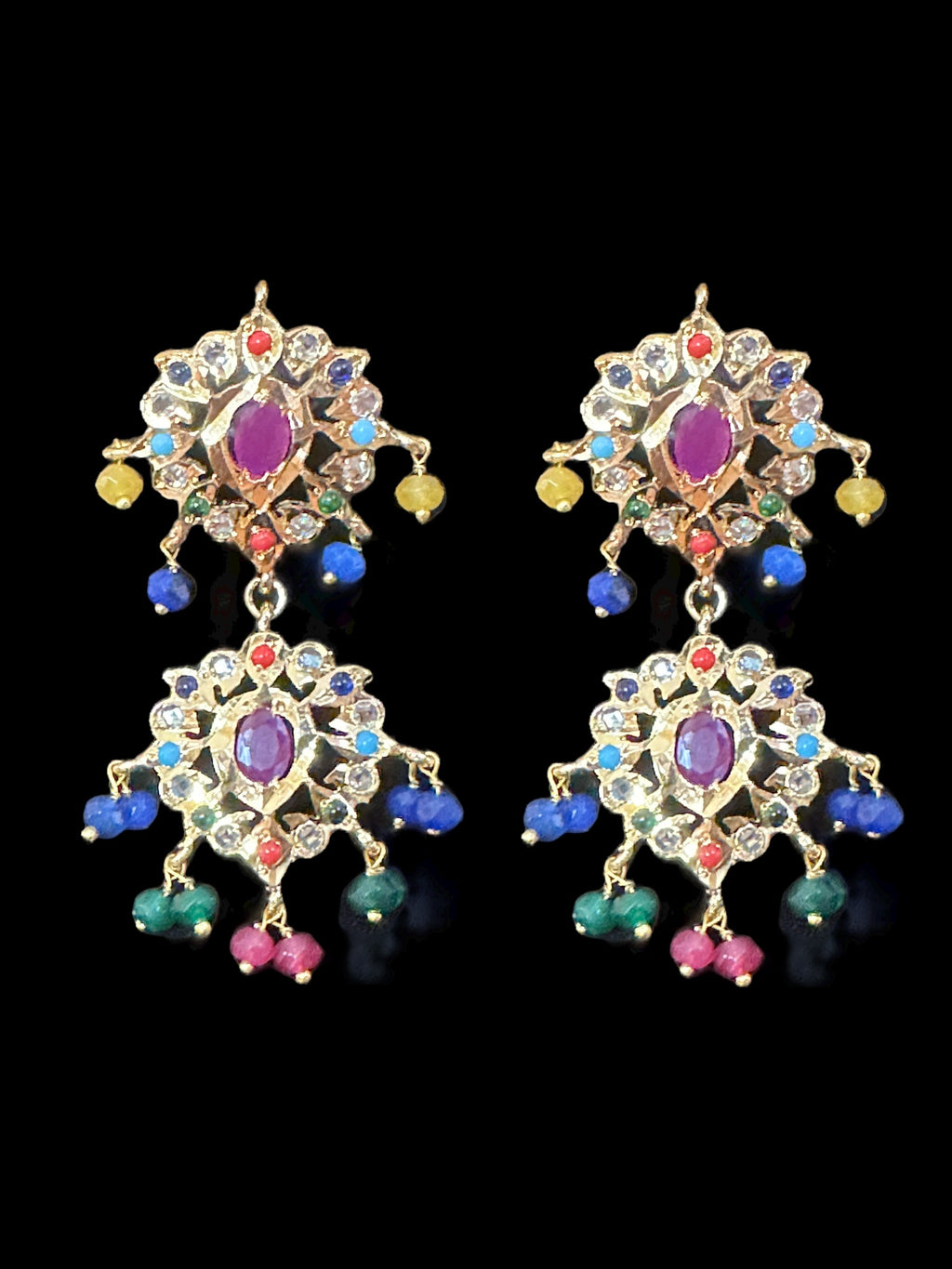 DLN16 Navratan rani haar with earrings ( READY TO SHIP )