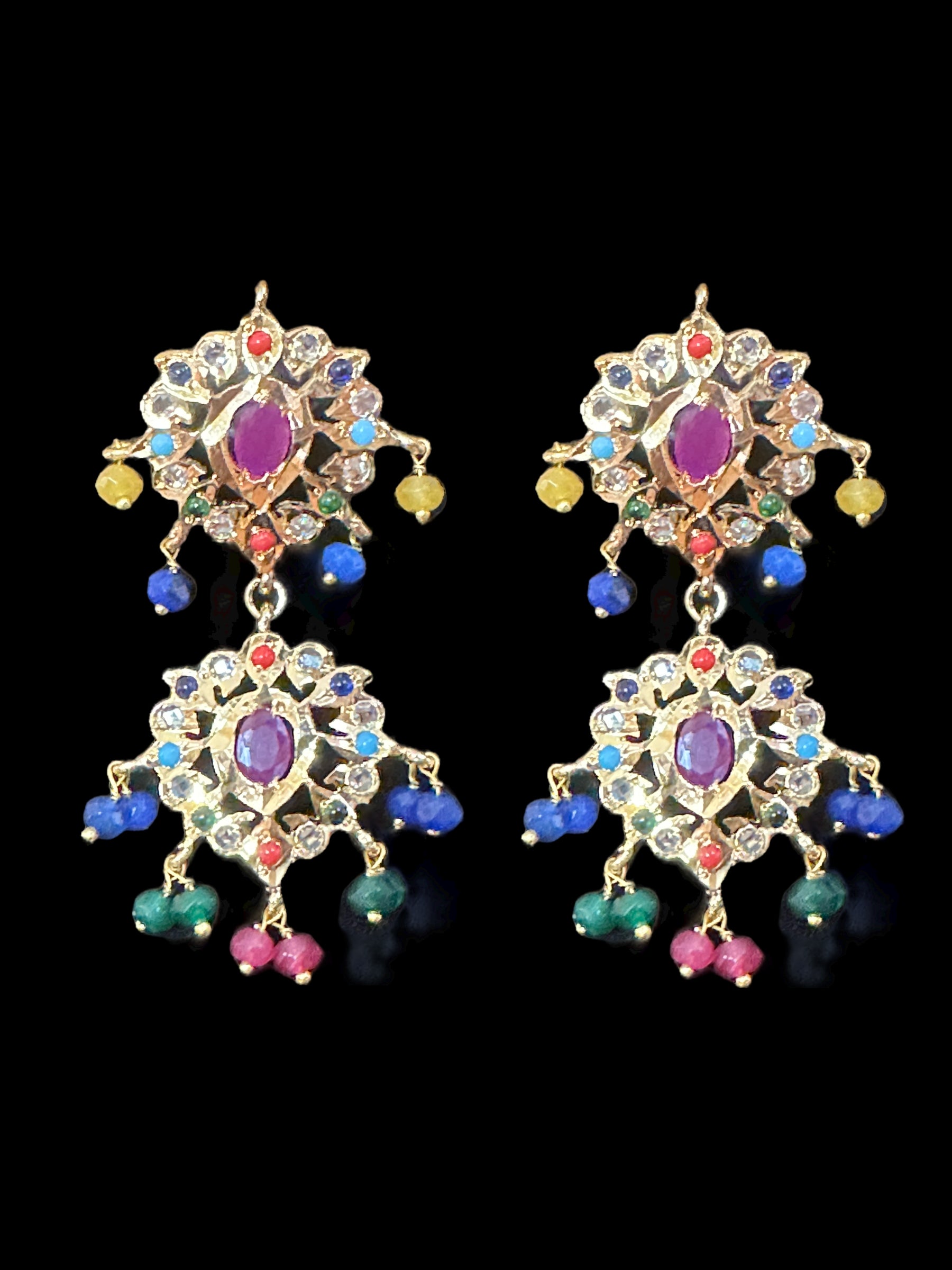 DLN16 Navratan rani haar with earrings ( READY TO SHIP )